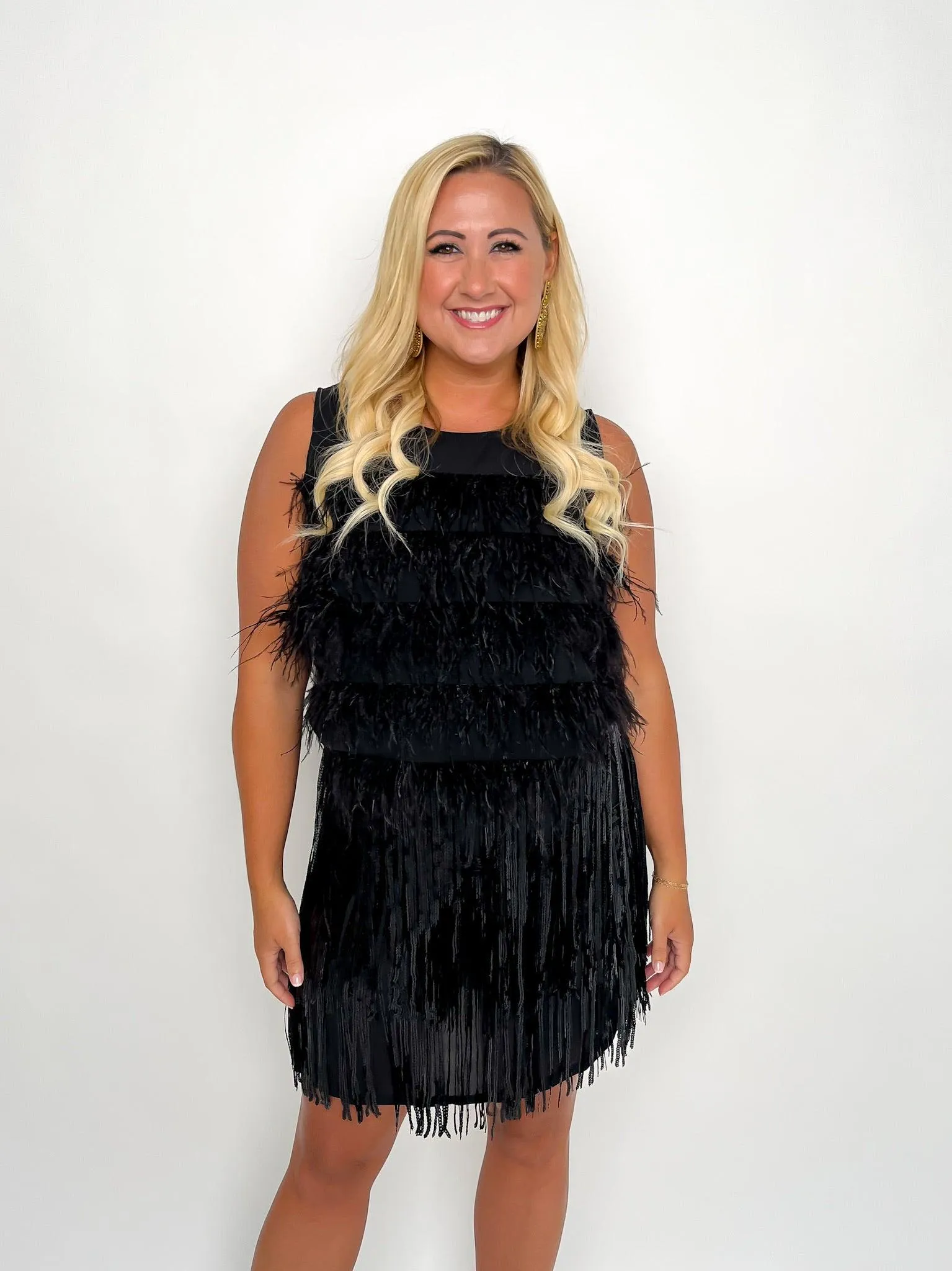 Black Sequin Fringe Skirt