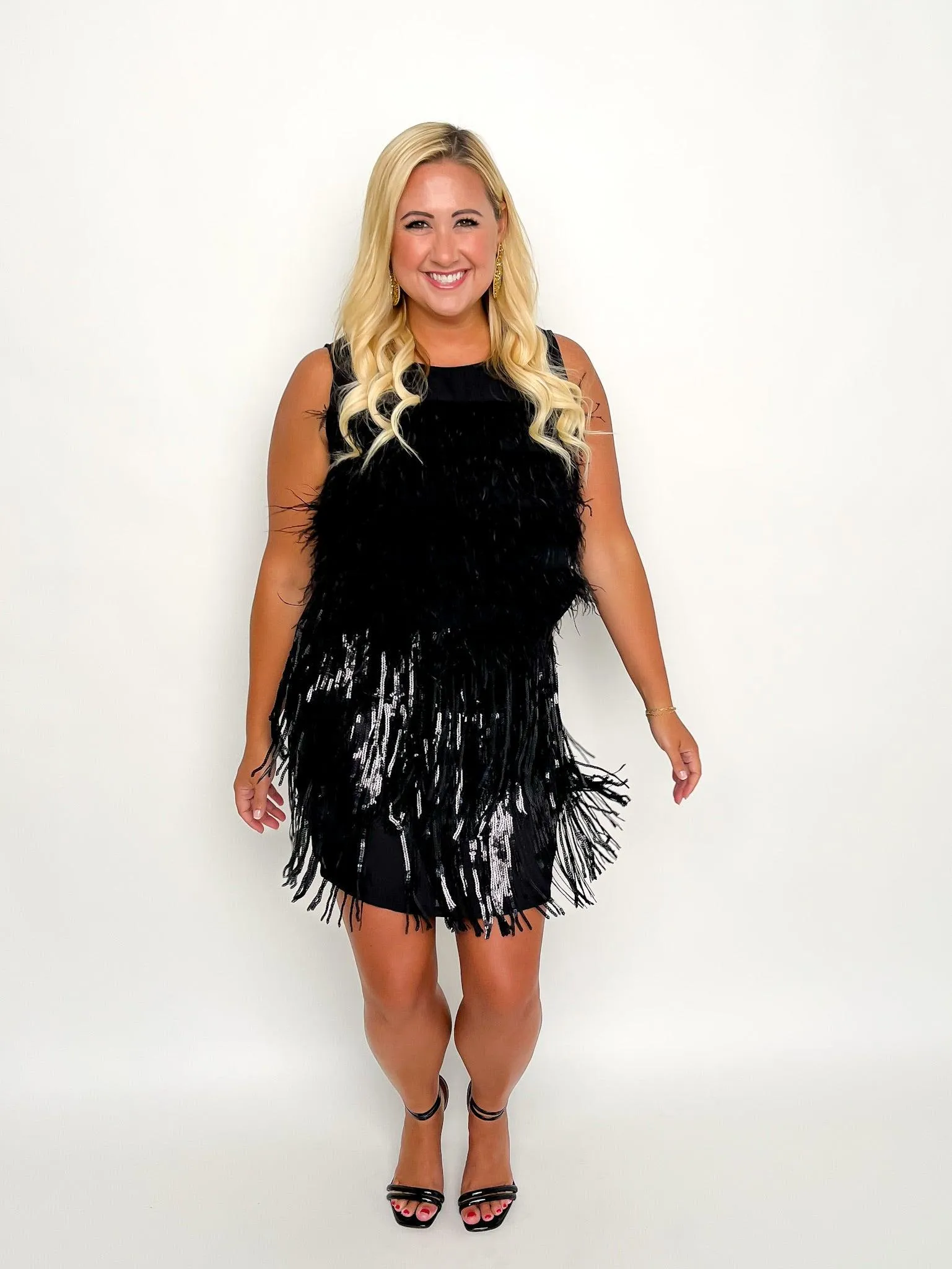 Black Sequin Fringe Skirt