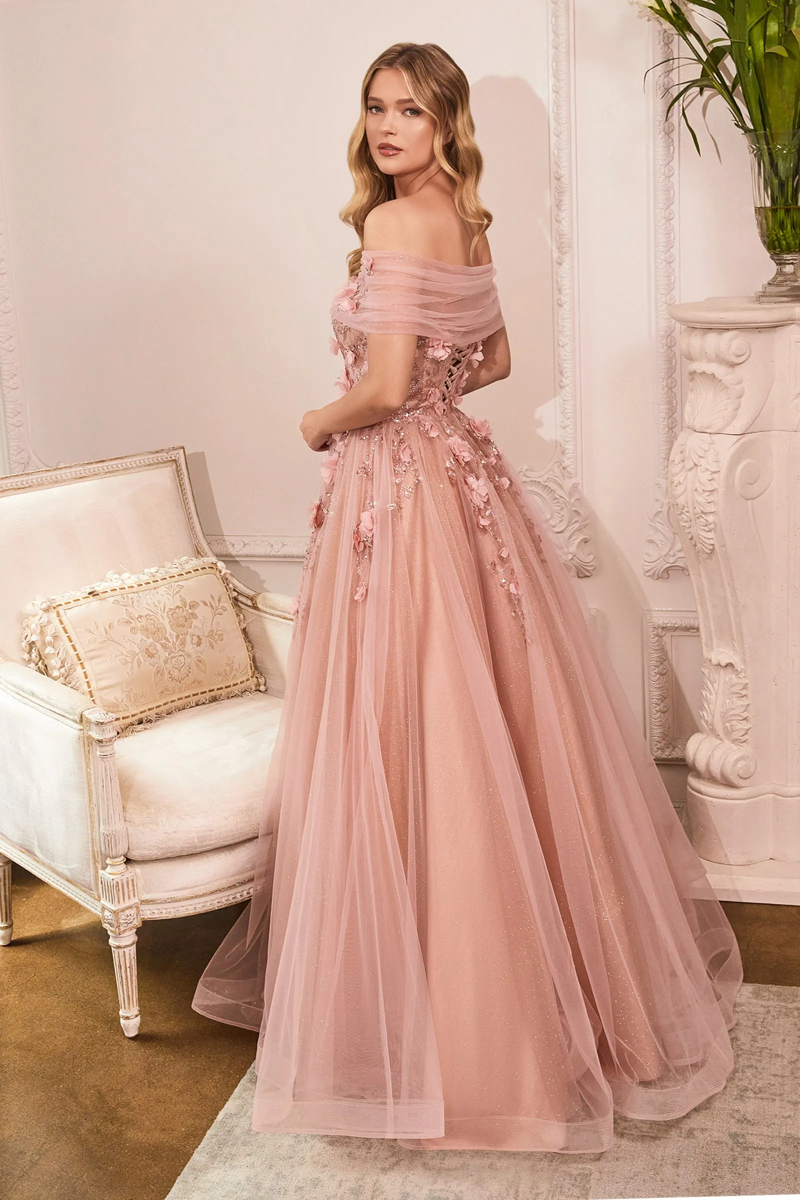 Bliss | Strapless Glitter Layered Tulle Ball Gown | LaDivine CD955