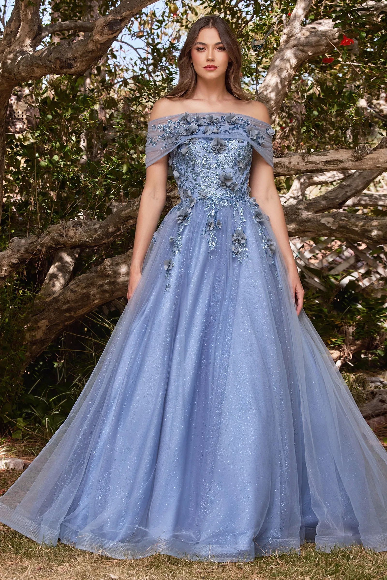 Bliss | Strapless Glitter Layered Tulle Ball Gown | LaDivine CD955