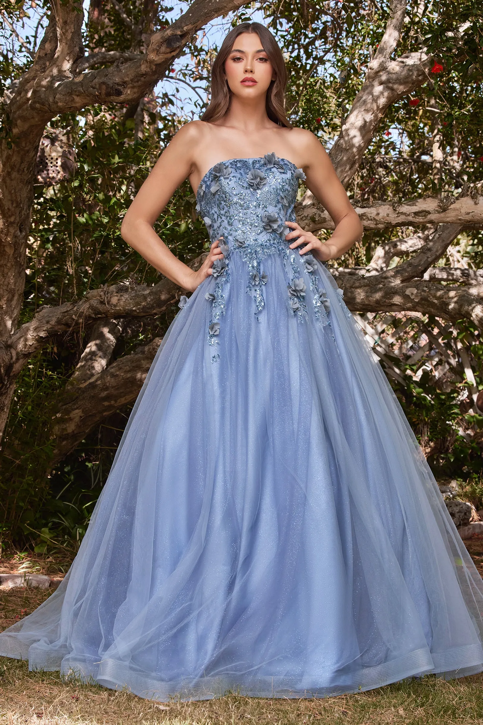 Bliss | Strapless Glitter Layered Tulle Ball Gown | LaDivine CD955