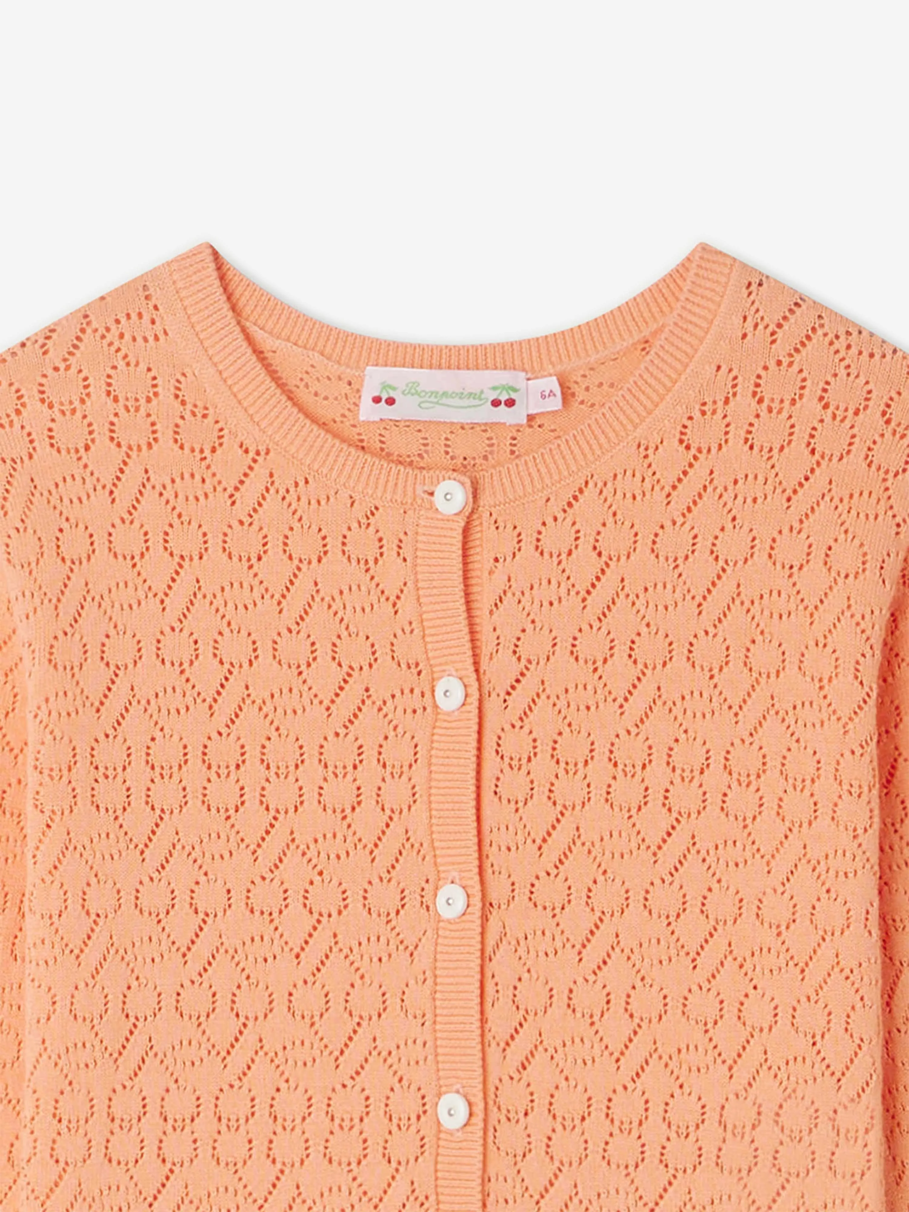 Bonpoint Girls Cherry Cardigan in Orange