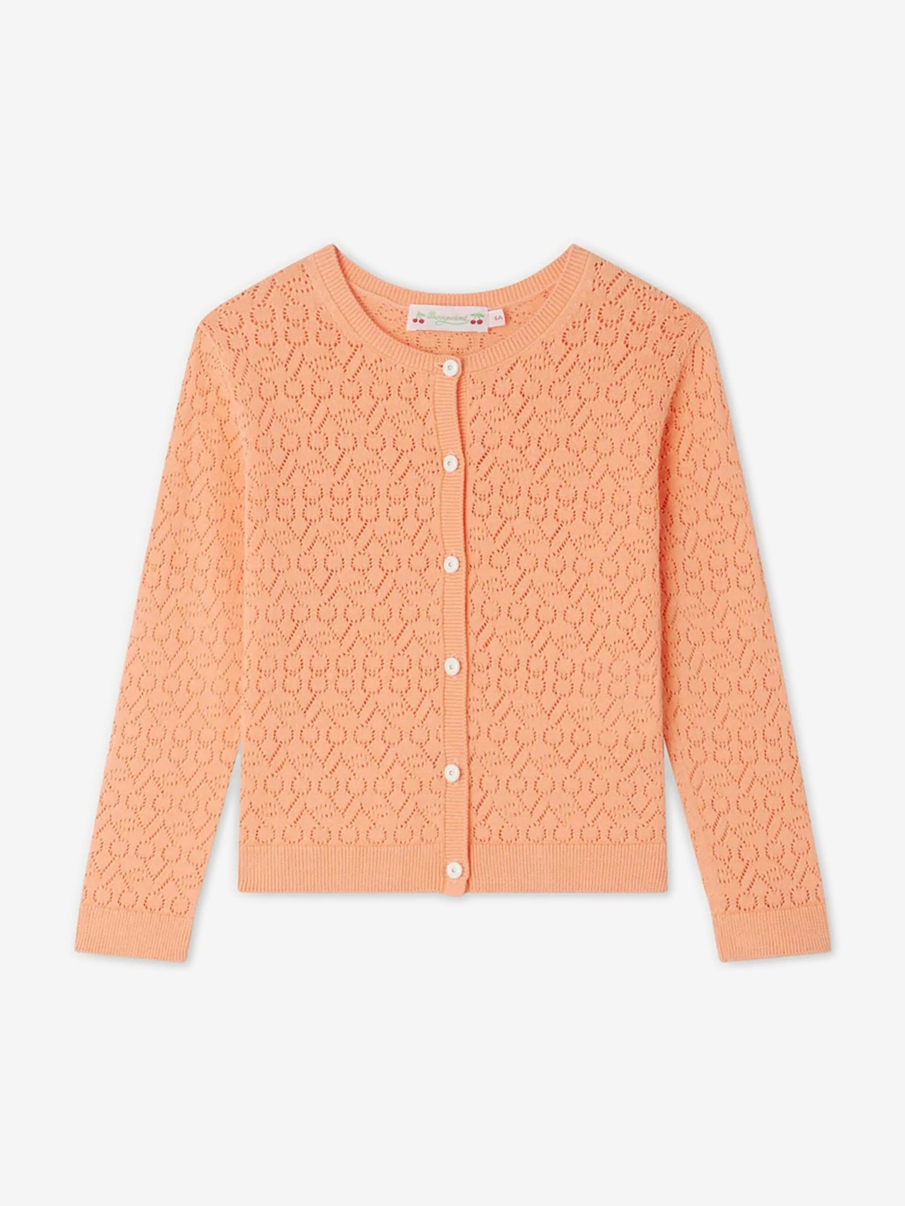 Bonpoint Girls Cherry Cardigan in Orange