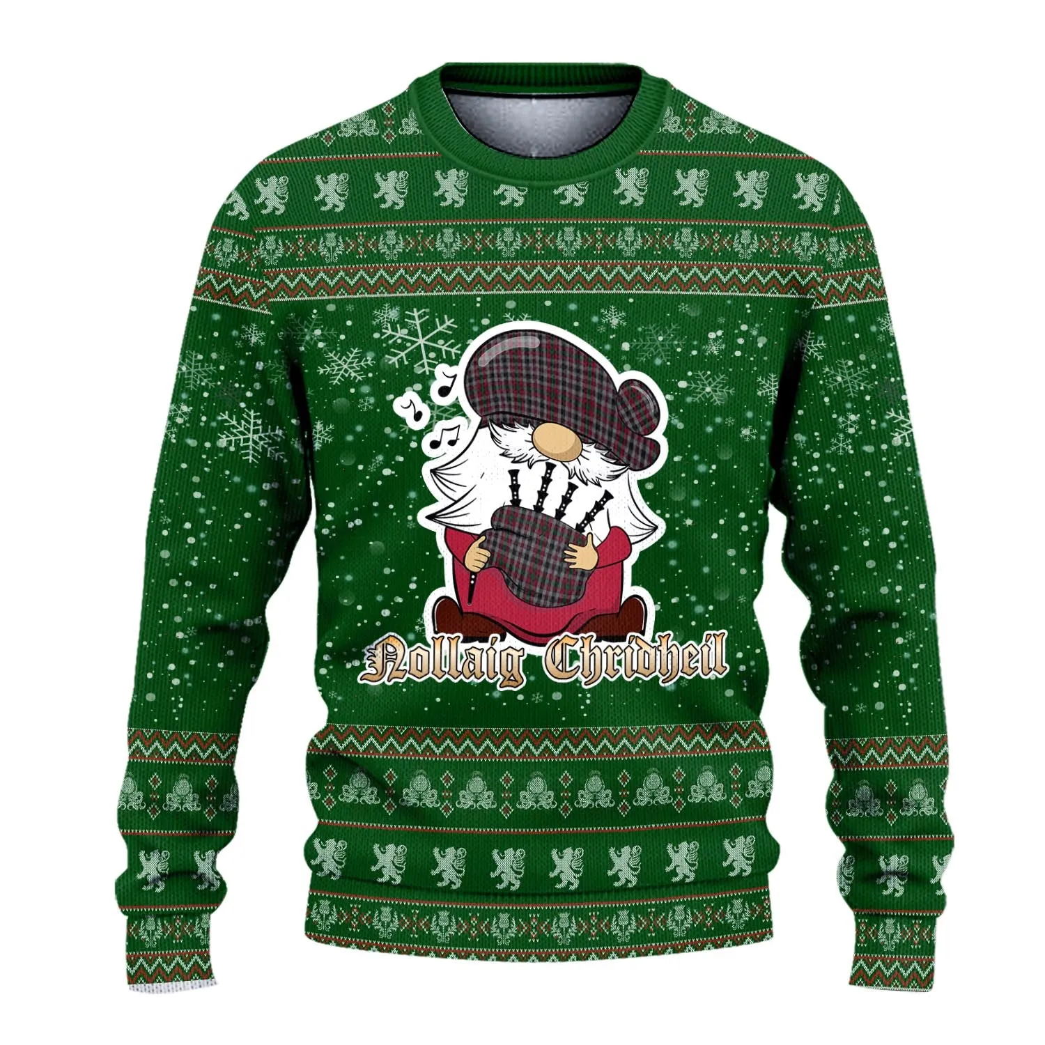 Borthwick Clan Christmas Family Ugly Sweater with Funny Gnome Playing Bagpipes