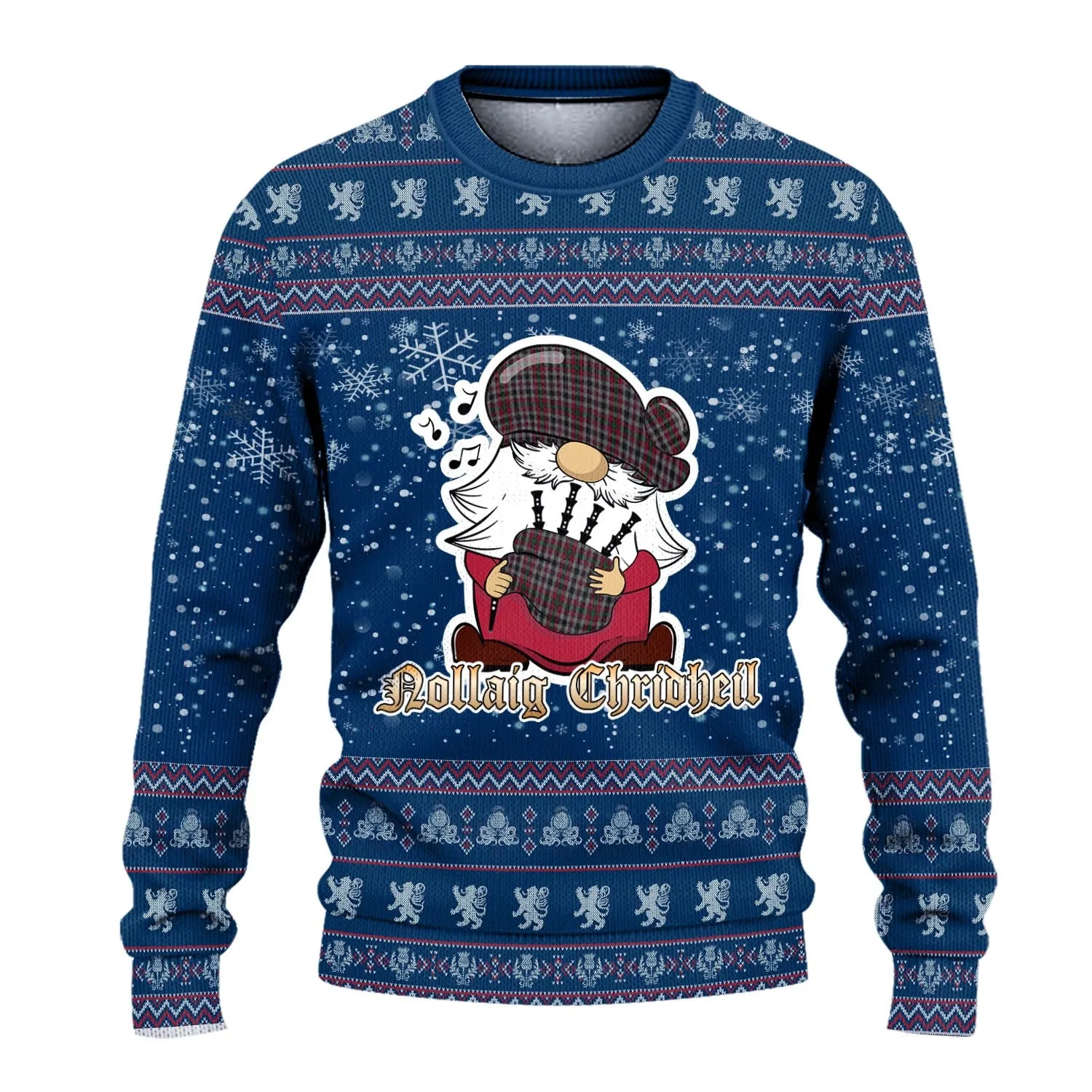 Borthwick Clan Christmas Family Ugly Sweater with Funny Gnome Playing Bagpipes