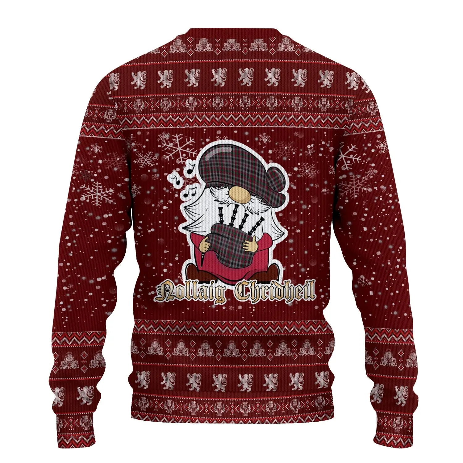 Borthwick Clan Christmas Family Ugly Sweater with Funny Gnome Playing Bagpipes