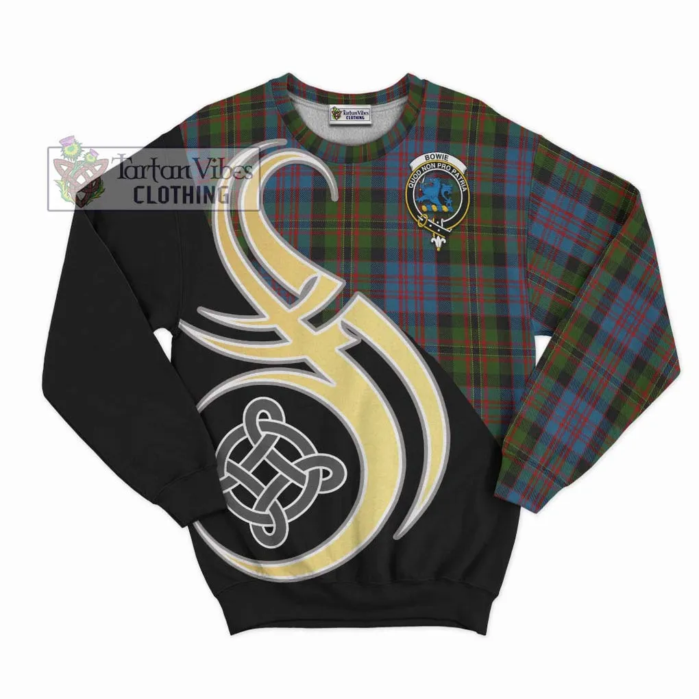 Bowie Tartan Sweatshirt with Family Crest and Celtic Symbol Style