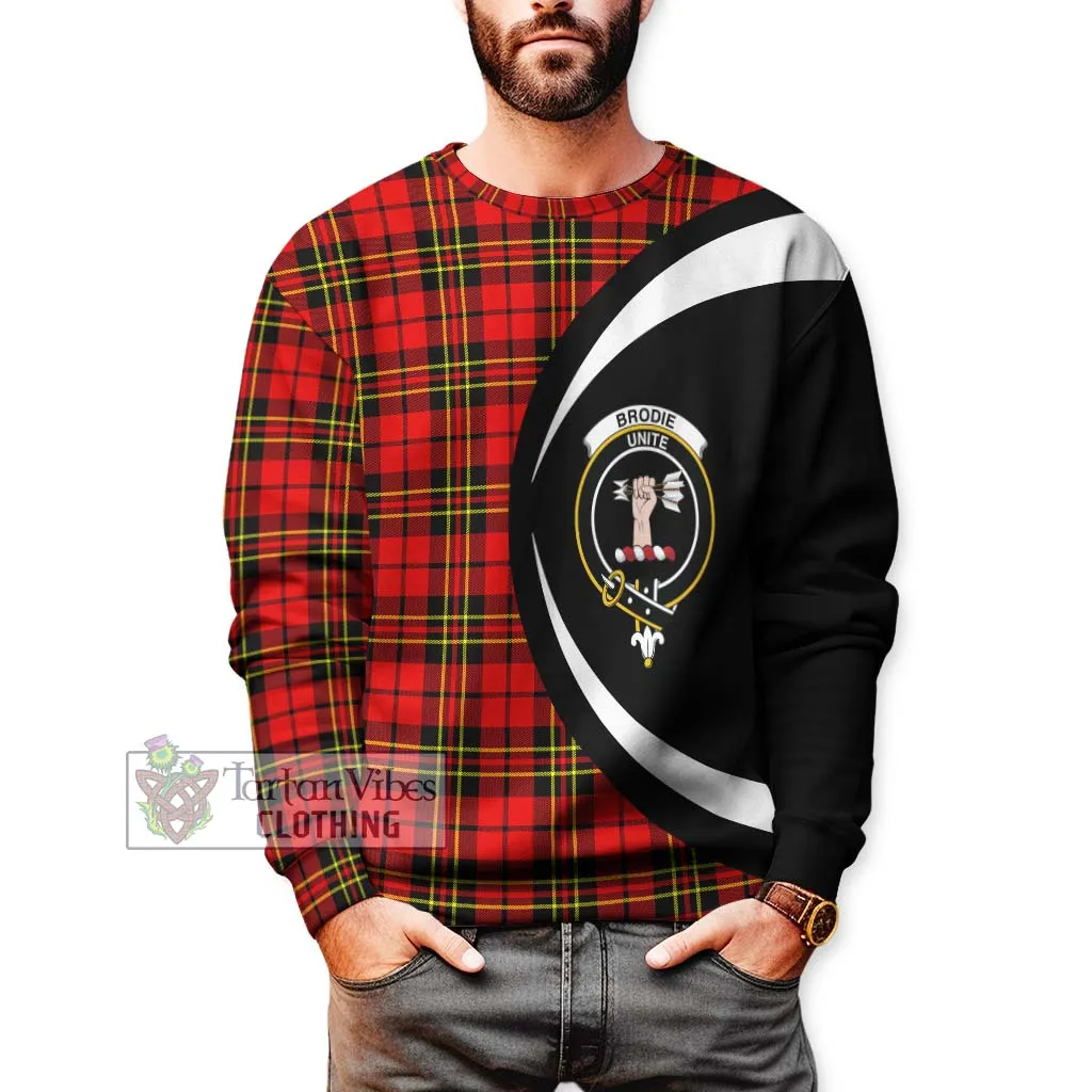 Brodie Modern Tartan Sweatshirt with Family Crest Circle Style