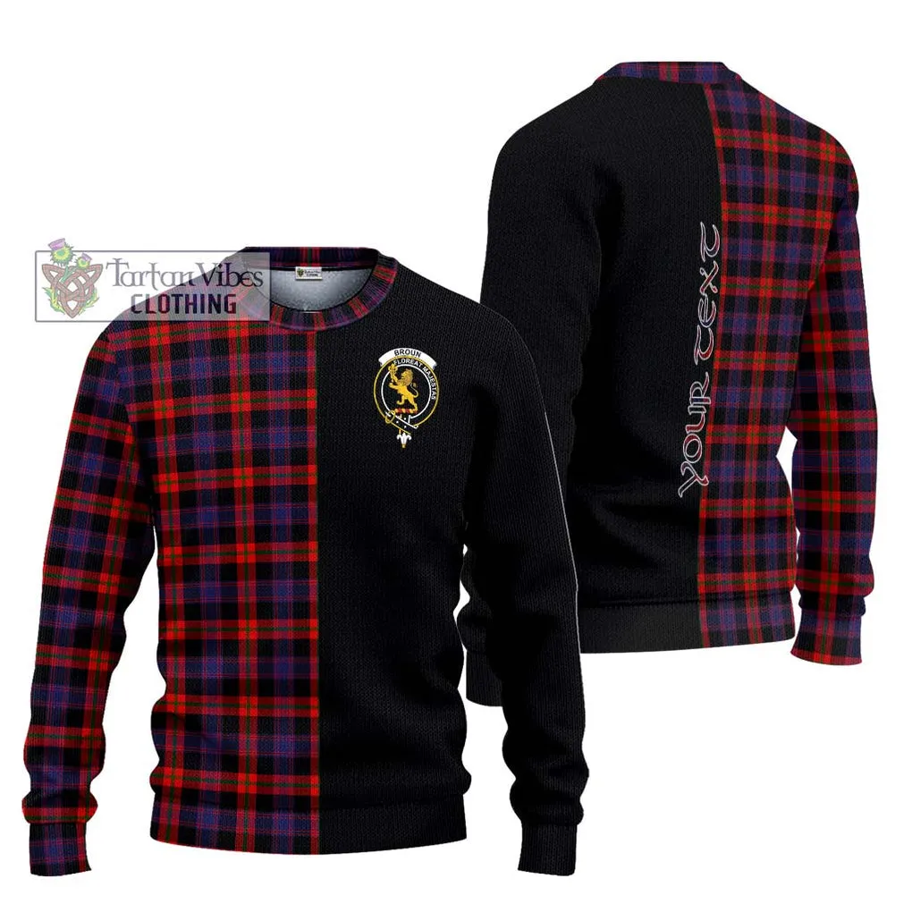 Broun Modern Tartan Ugly Sweater with Family Crest and Half Of Me Style