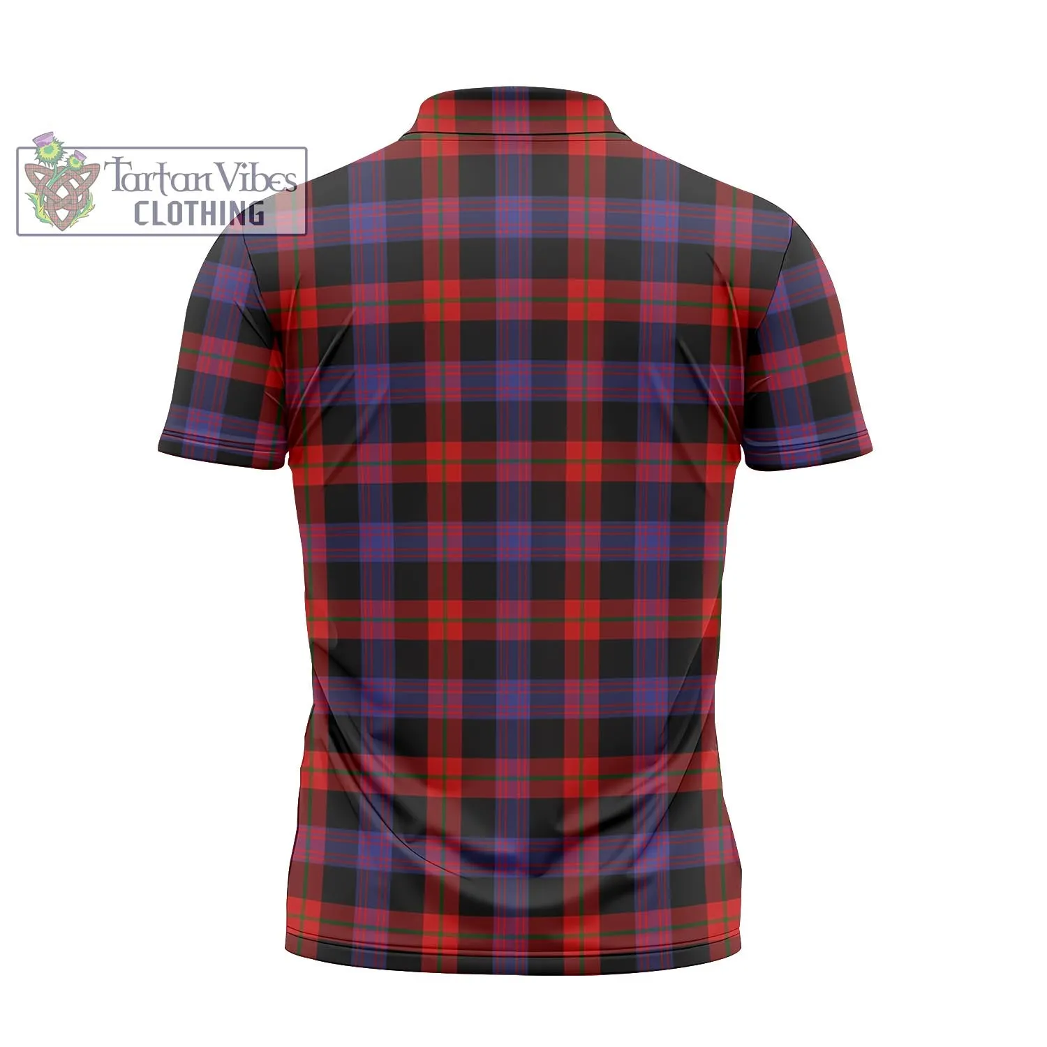 Broun Modern Tartan Zipper Polo Shirt with Family Crest