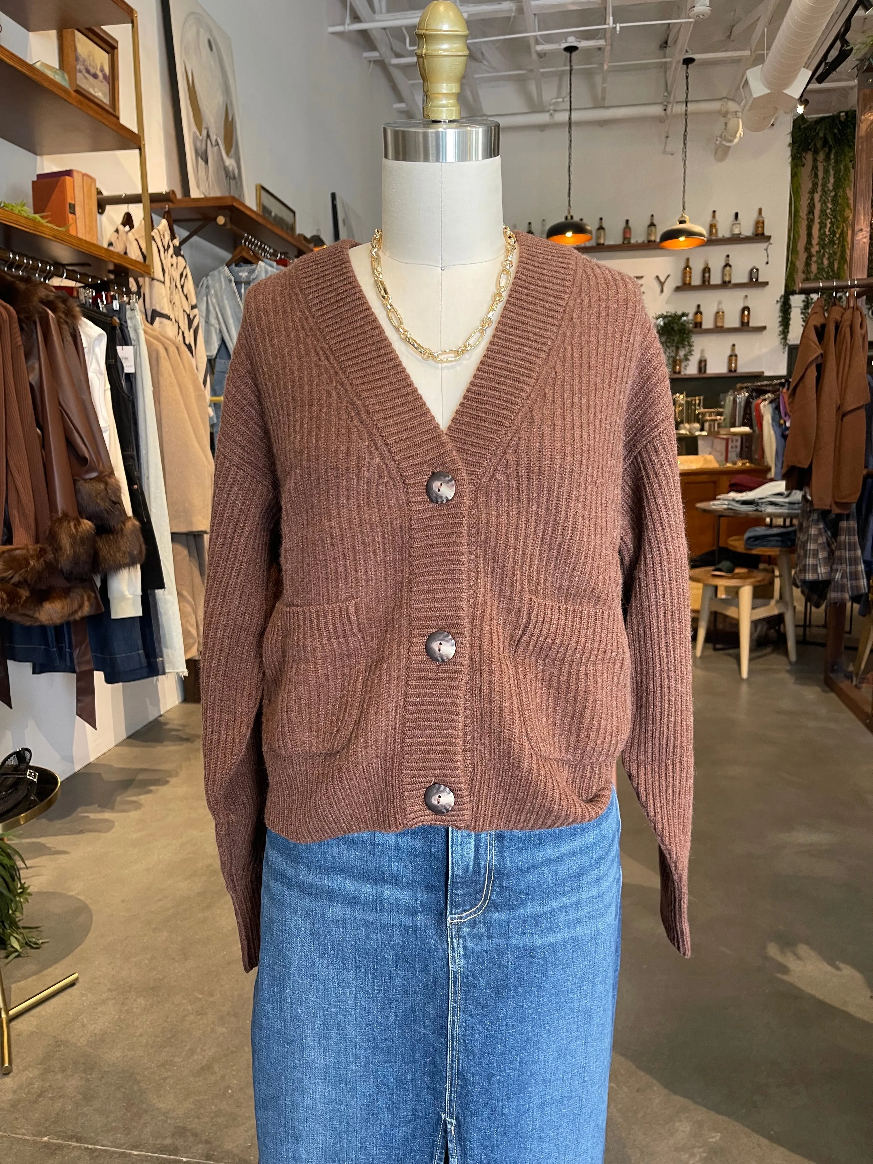 Brown Cashmere Cardigan