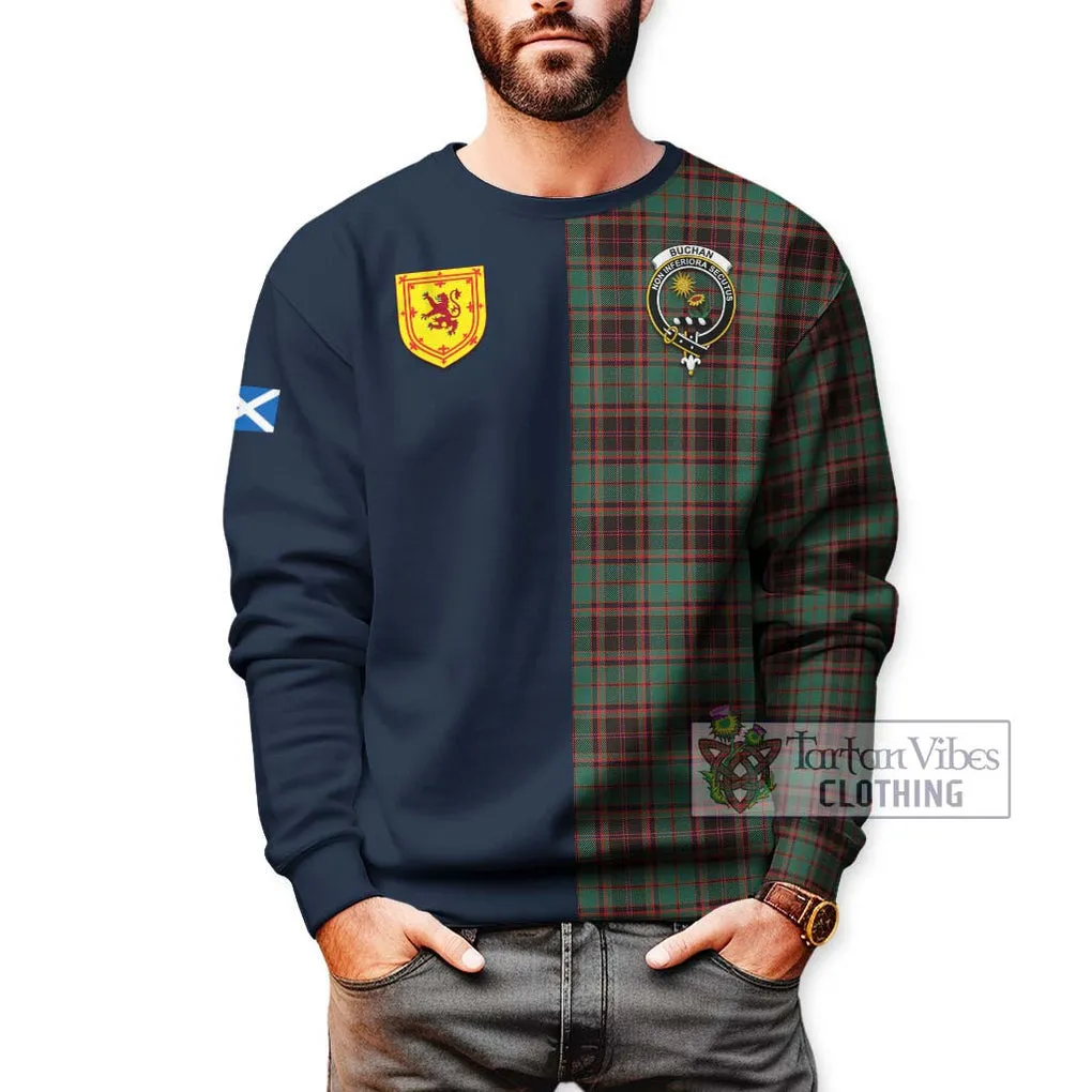 Buchan Ancient Tartan Sweatshirt Alba with Scottish Lion Royal Arm Half Style