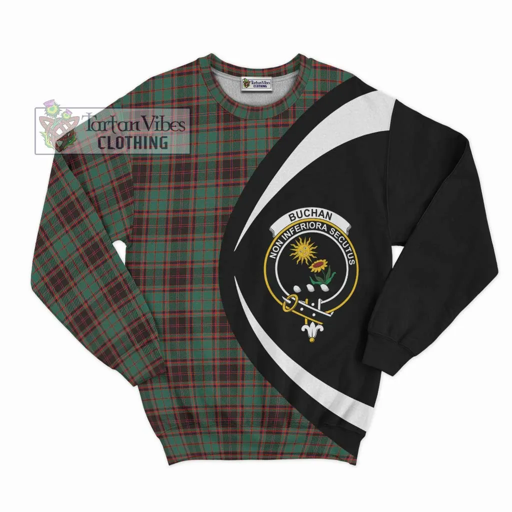 Buchan Ancient Tartan Sweatshirt with Family Crest Circle Style