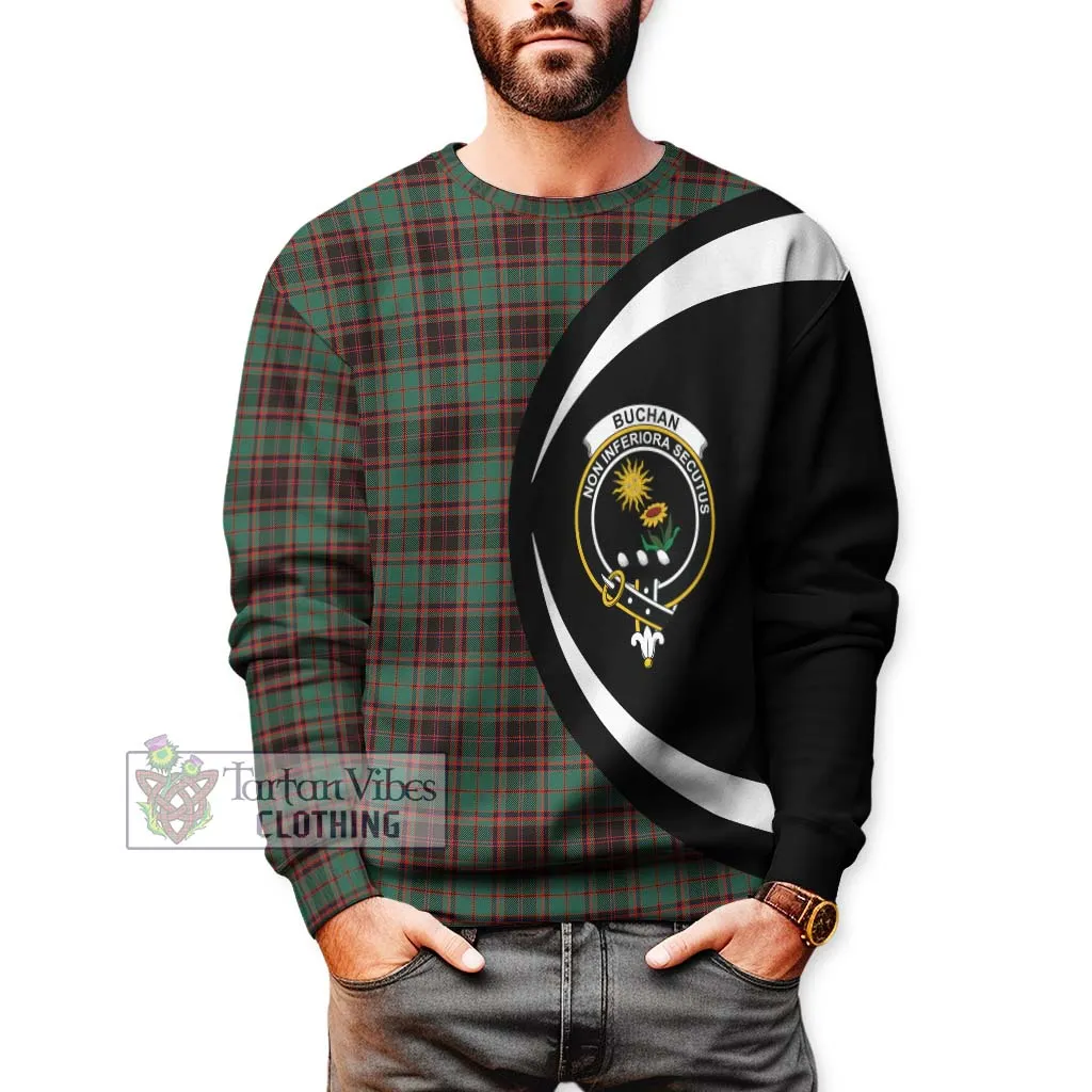 Buchan Ancient Tartan Sweatshirt with Family Crest Circle Style