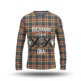 Buchanan Ancient Tartan Long Sleeve T-Shirt with Family Crest DNA In Me Style