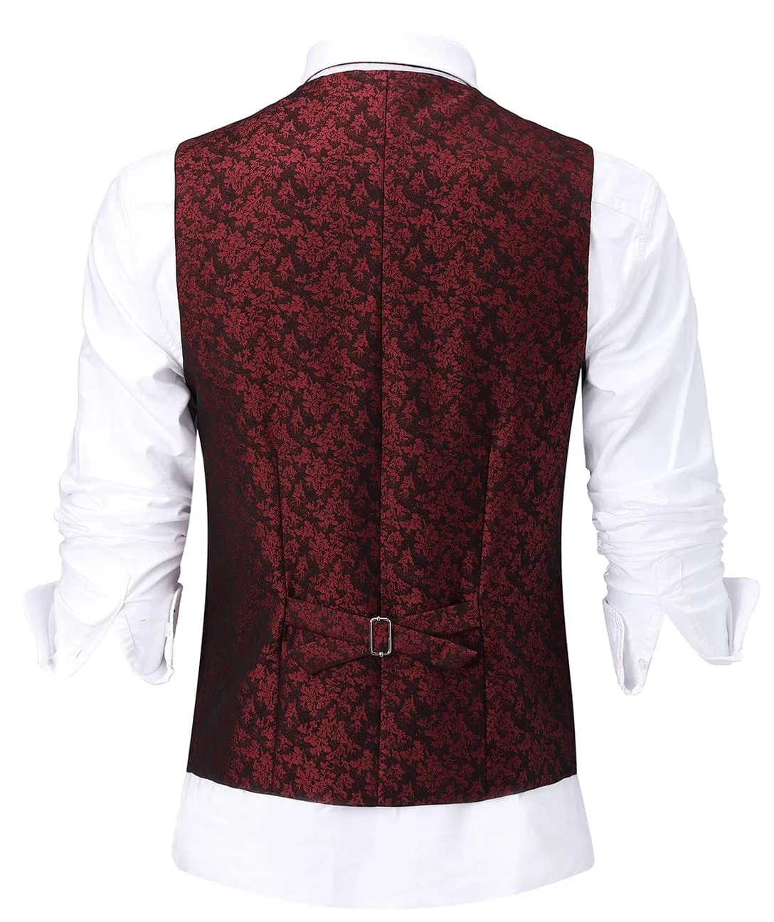 Burgundy Patterned Shawl Lapel 3 Pieces Mens Suit Tuxedos (Blazer vest Pants)