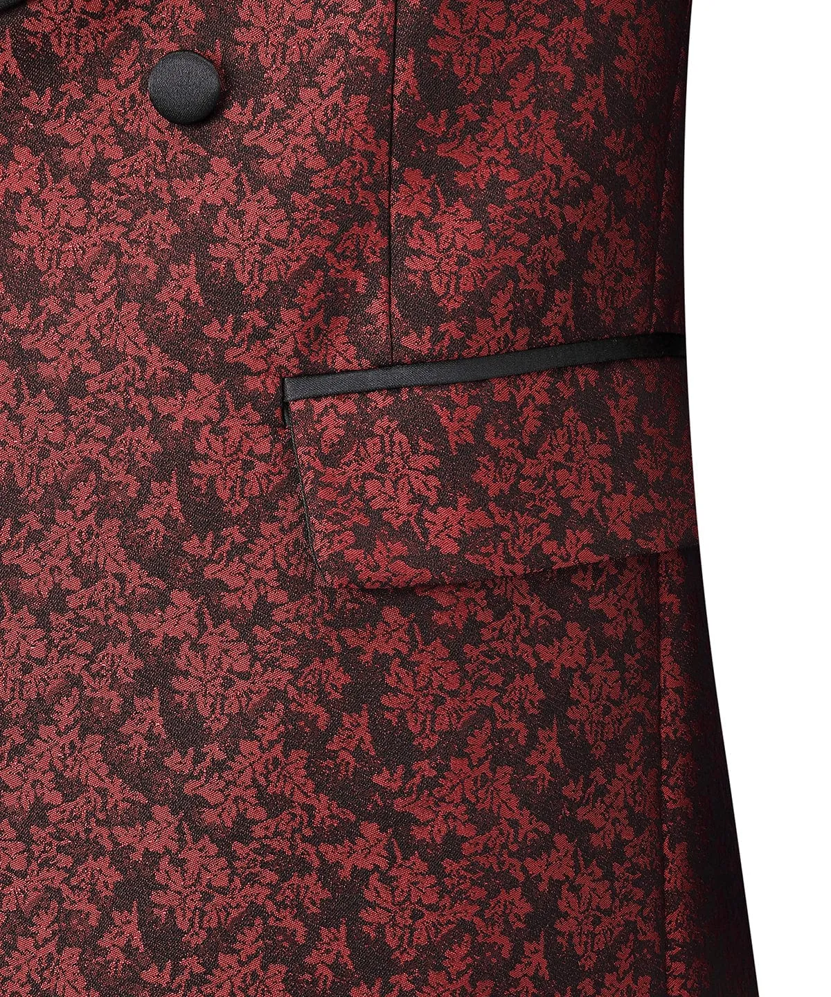 Burgundy Patterned Shawl Lapel 3 Pieces Mens Suit Tuxedos (Blazer vest Pants)