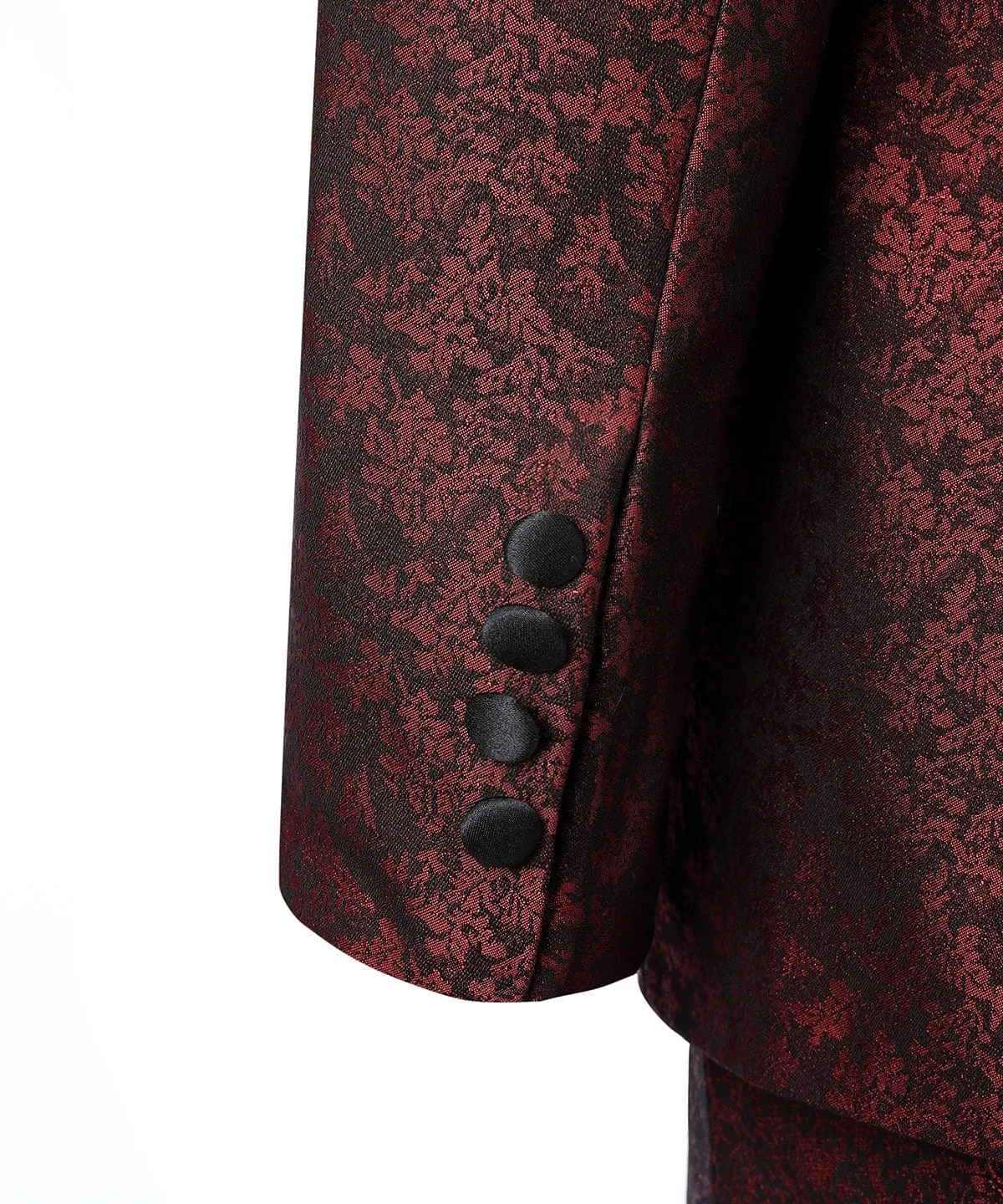 Burgundy Patterned Shawl Lapel 3 Pieces Mens Suit Tuxedos (Blazer vest Pants)