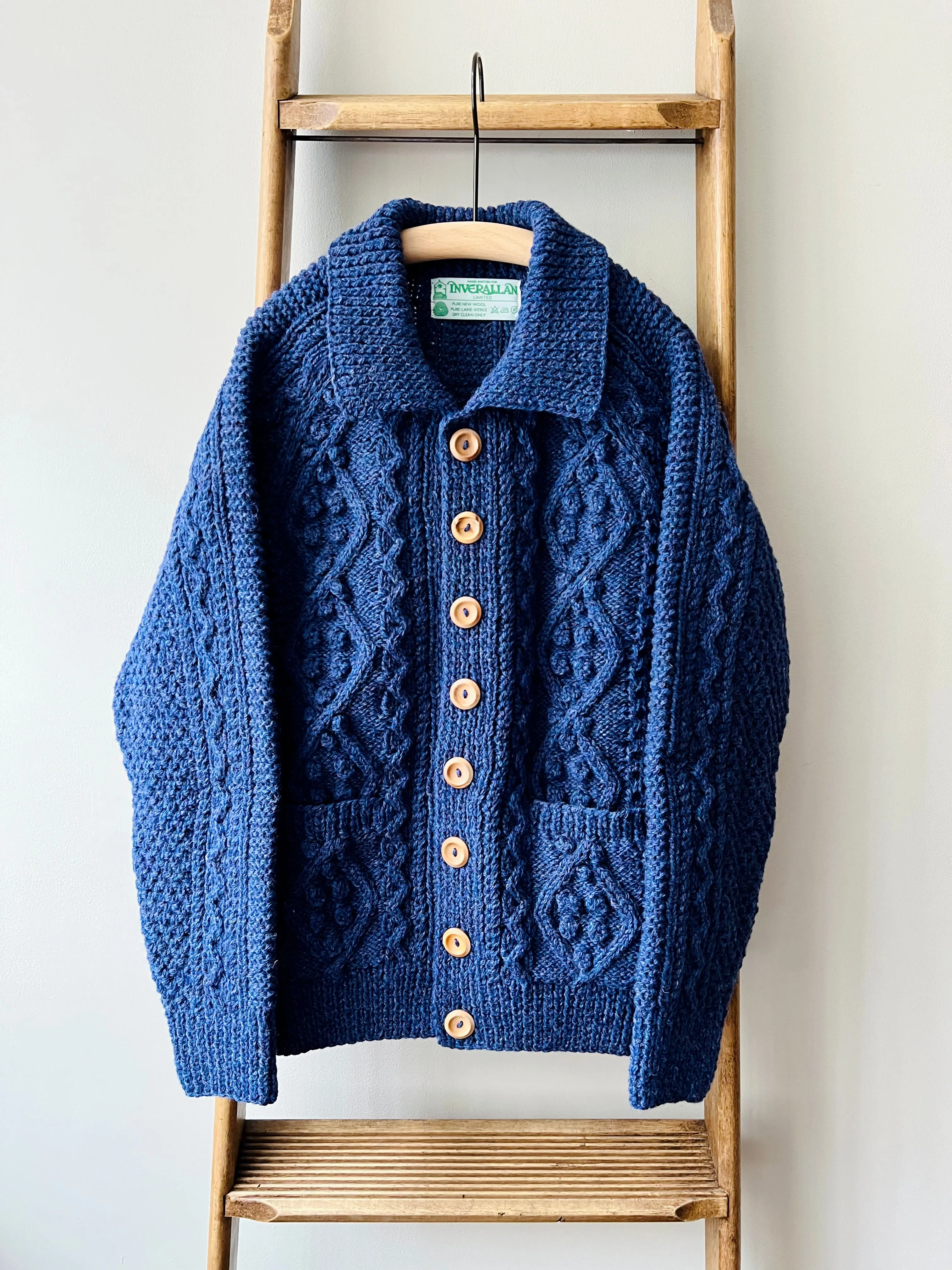 Cable Aran Cardigan / Indigo Blue