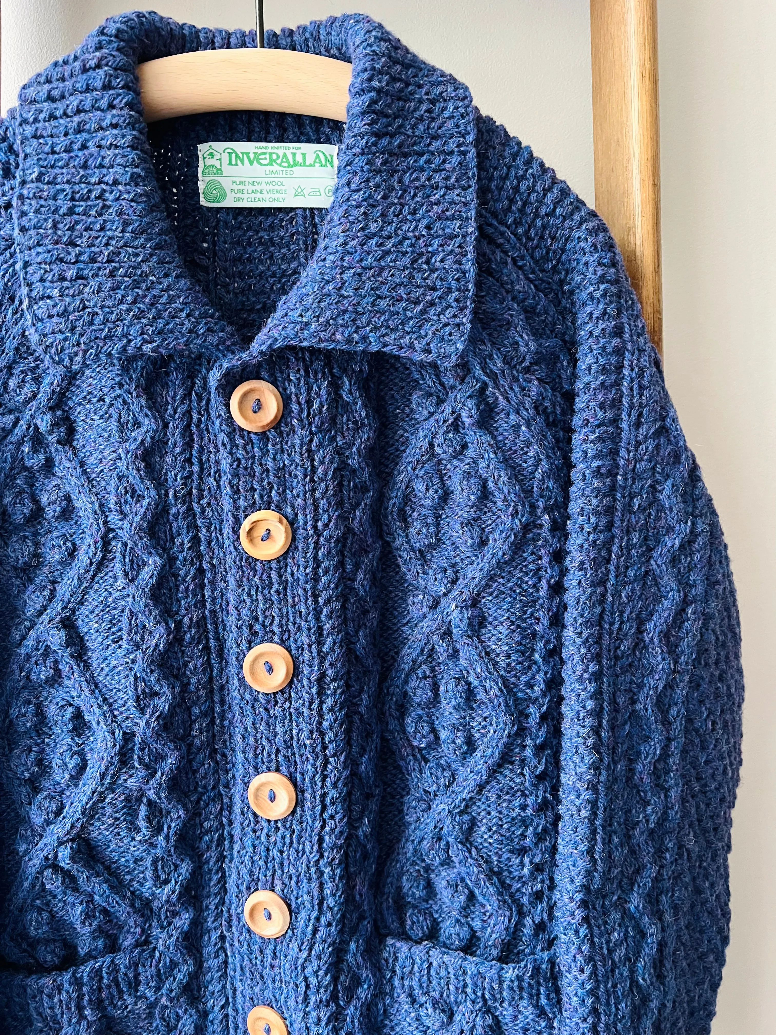 Cable Aran Cardigan / Indigo Blue