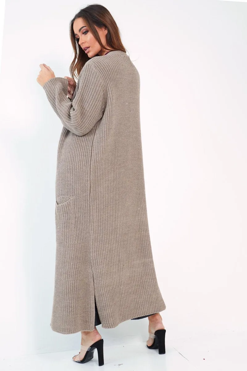 Camel Knitted Longline Cardigan - Jadamarie