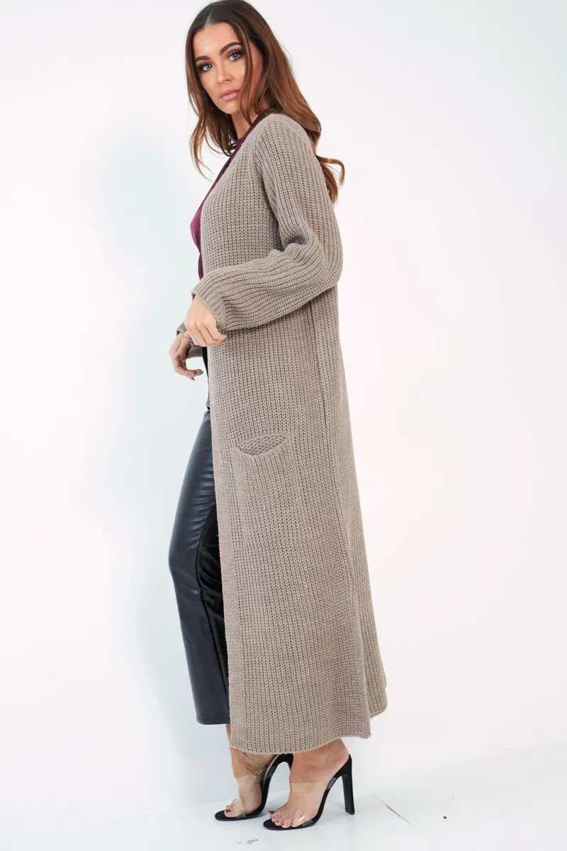 Camel Knitted Longline Cardigan - Jadamarie