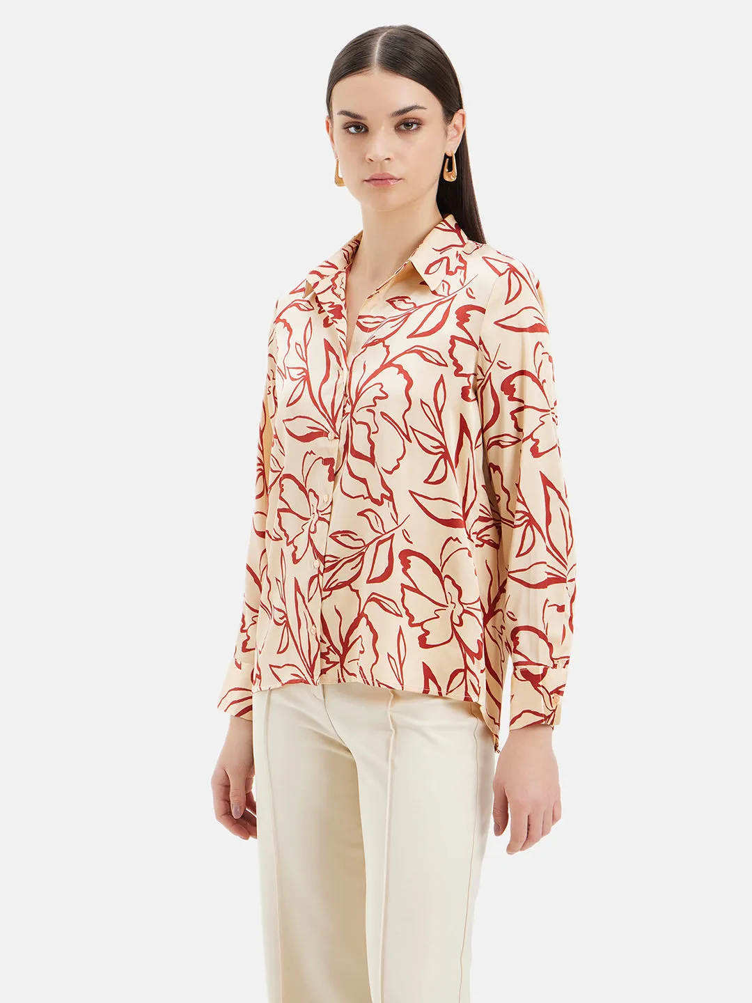 Cameron Floral Full Sleeves Satin Shirt