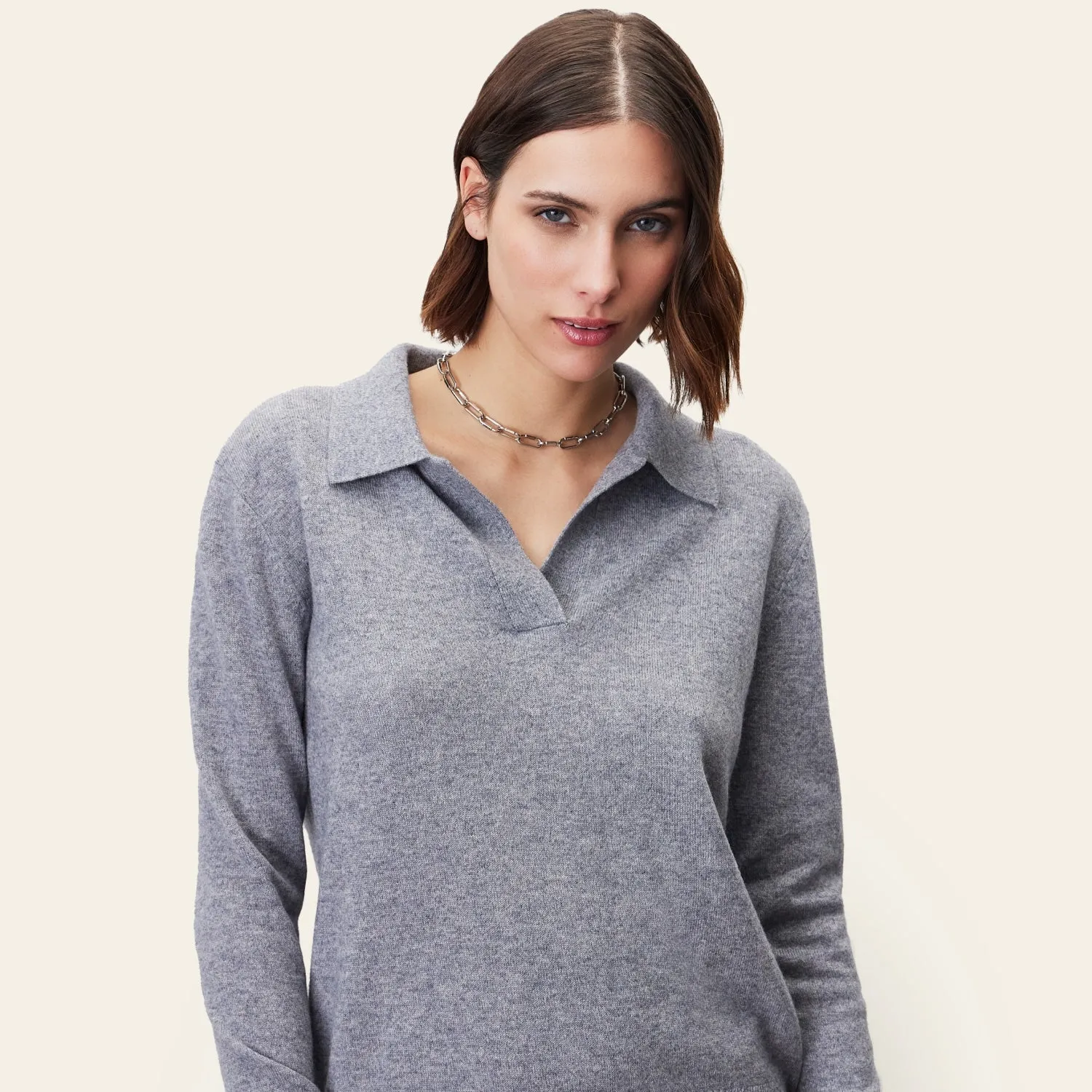 Camila Airy Cashmere Collared Sweater