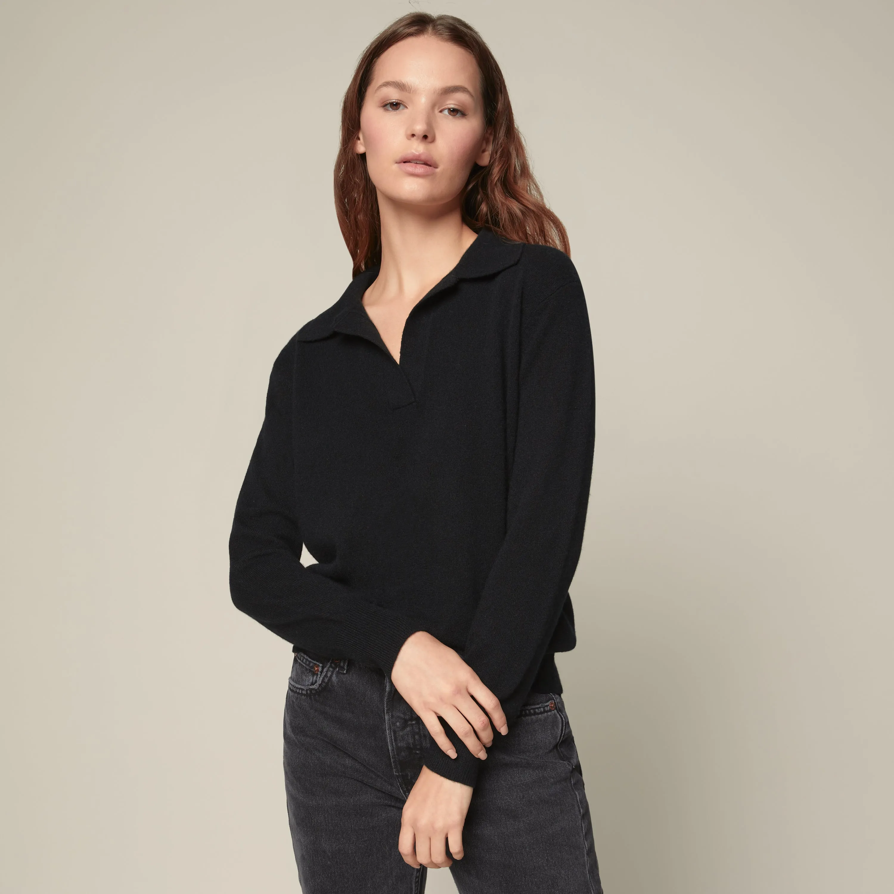 Camila Airy Cashmere Collared Sweater