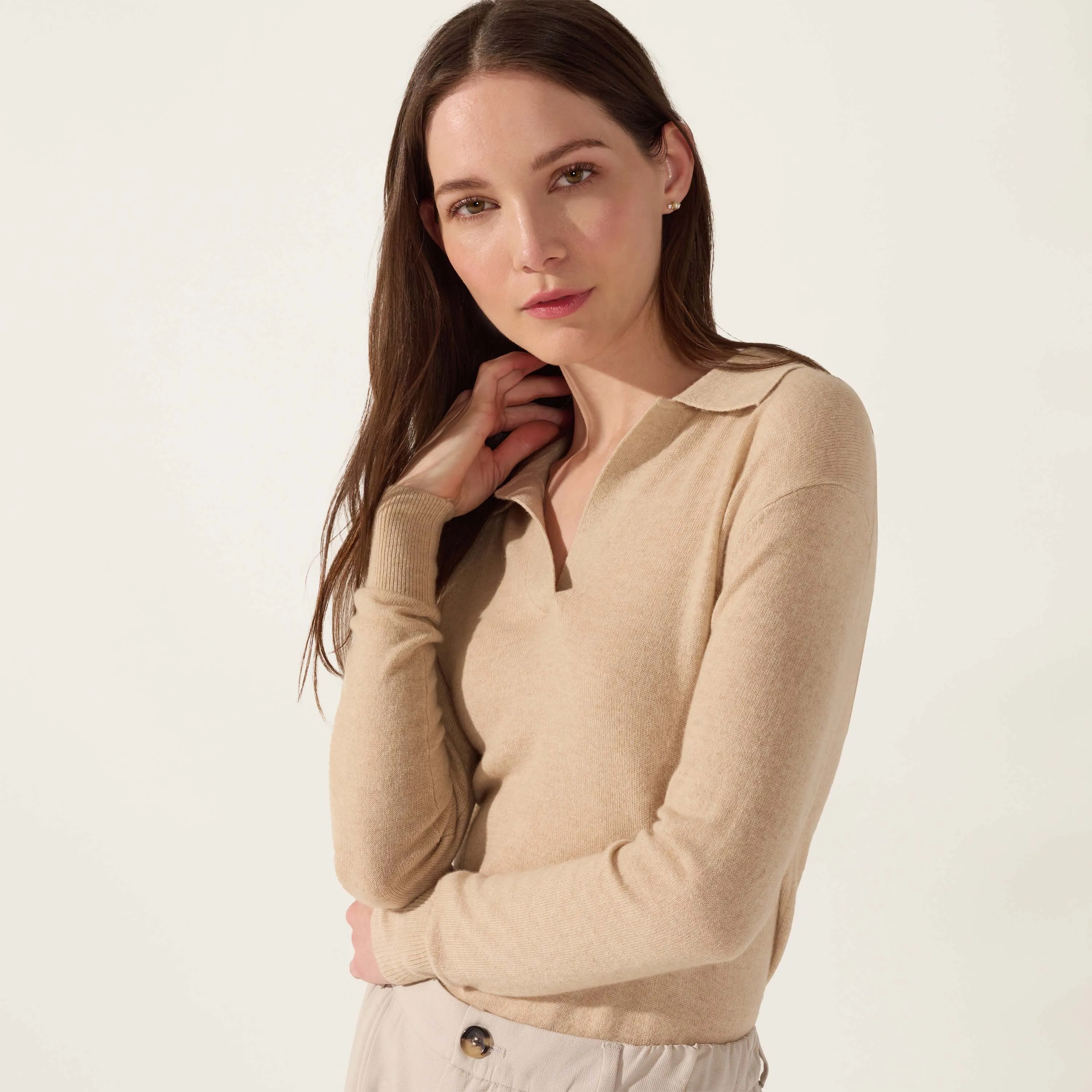 Camila Airy Cashmere Collared Sweater