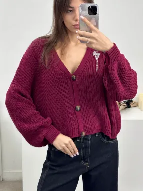 Cardigan in lana con tre bottoni