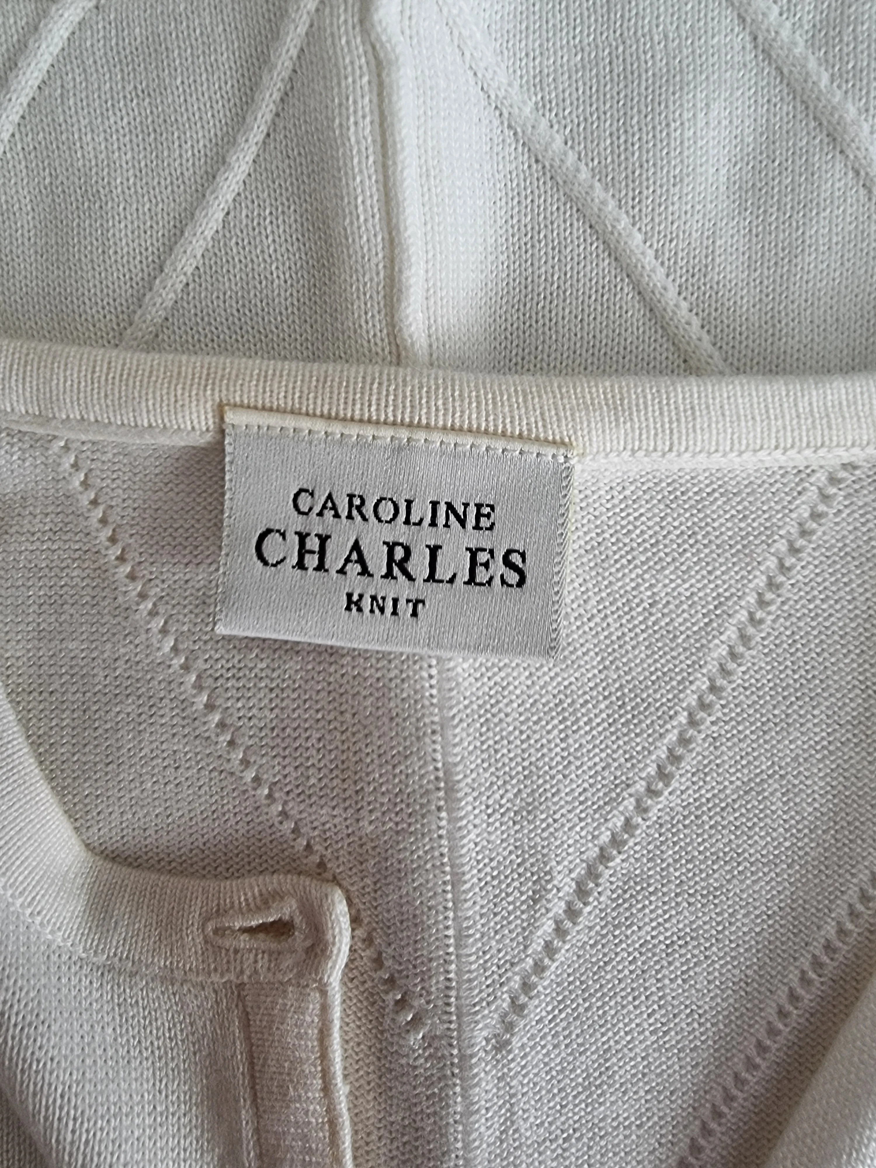 Caroline Charles London Women’s White Short Sleeve Cardigan UK 16 US 12 EU 44