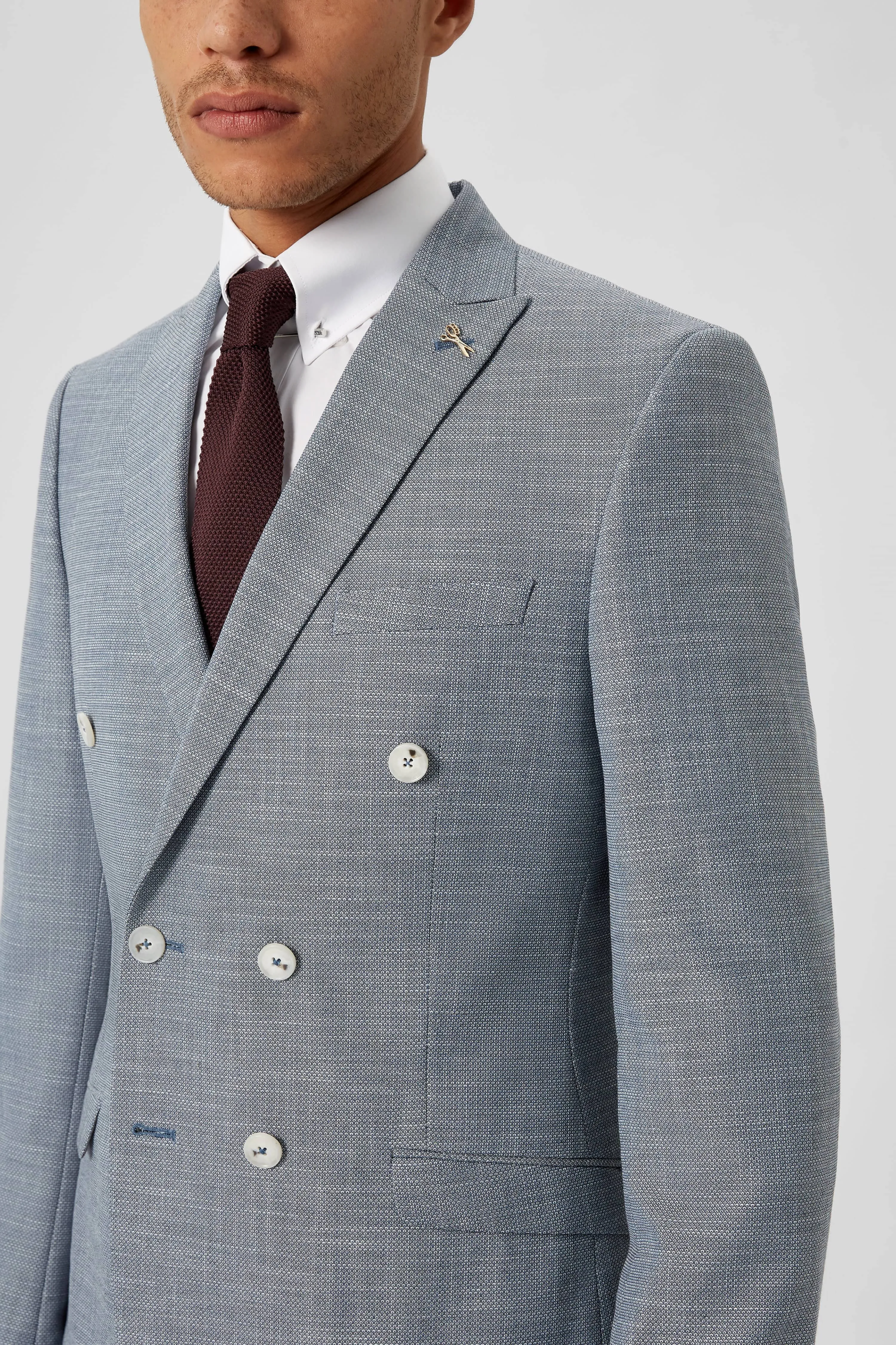 Casper Slim Fit Blue Double Breasted Blazer - ARCHIVE