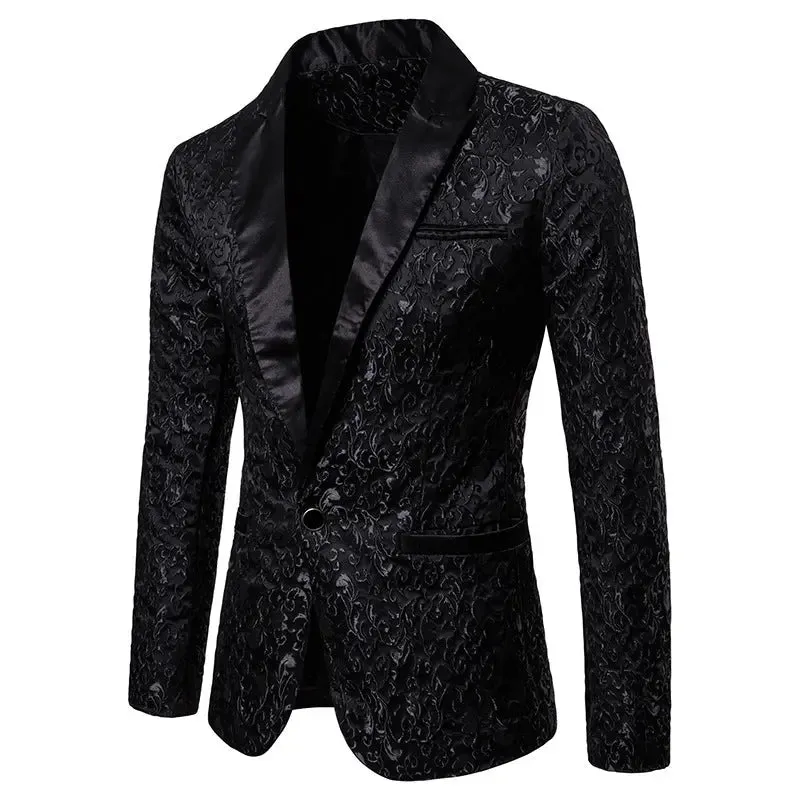 Casual Blazer Men's Suits Party High-End Fashion Luxury Golden Floral Blazers