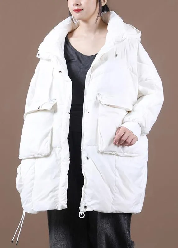 Casual yellow down jacket woman Loose-fitting Winter parka hooded Batwing Sleeve Casual coats