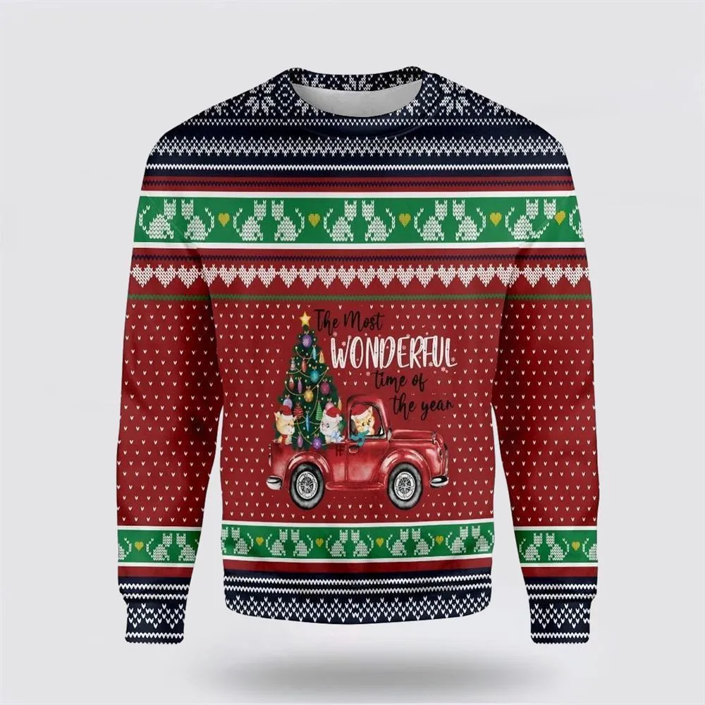 Cat The Most Wonderful Time Of Year Ugly Christmas Sweater For Men And Women, Best Gift For Christmas, Christmas Fashion Winter