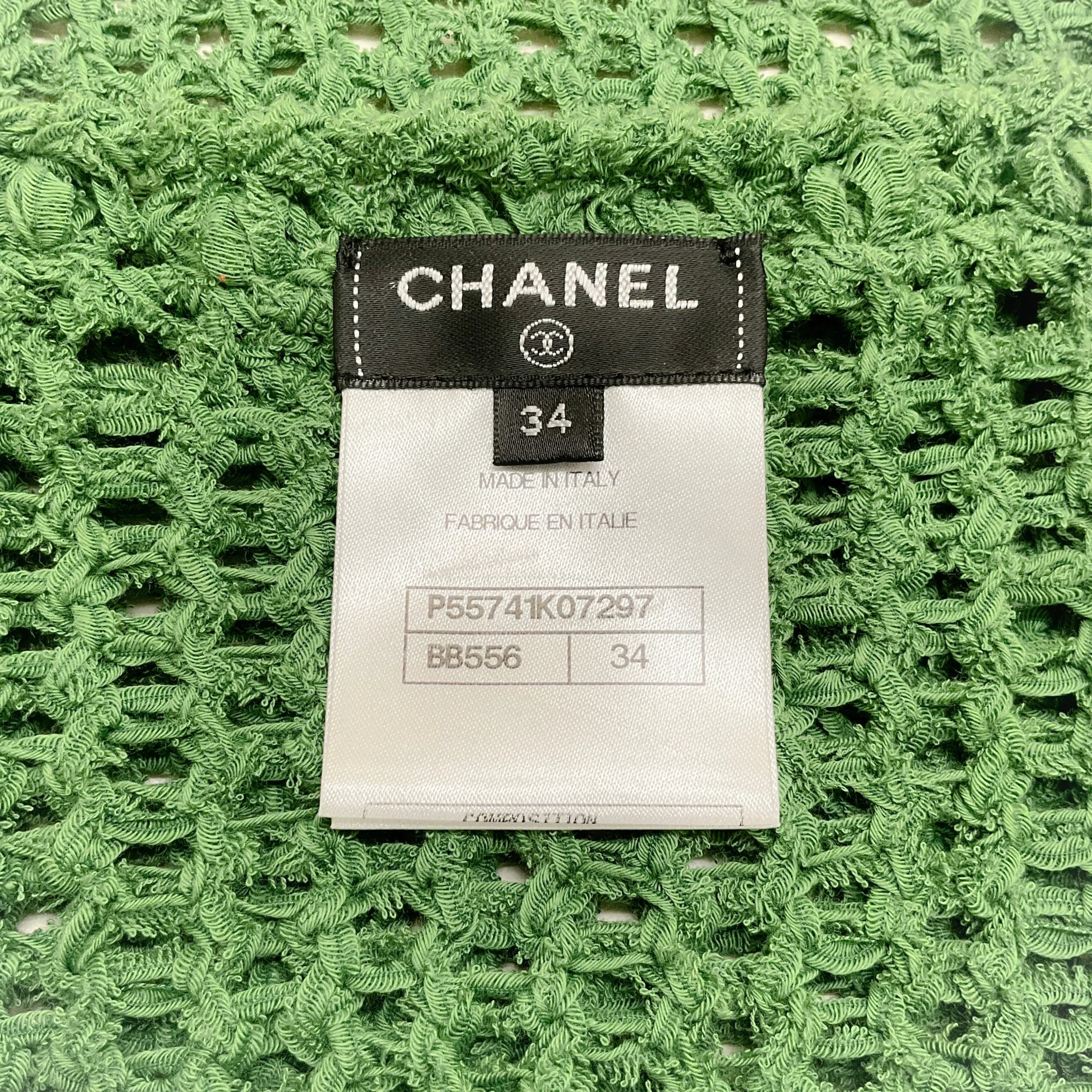 Chanel Green Cotton Crochet Cardigan Sweater