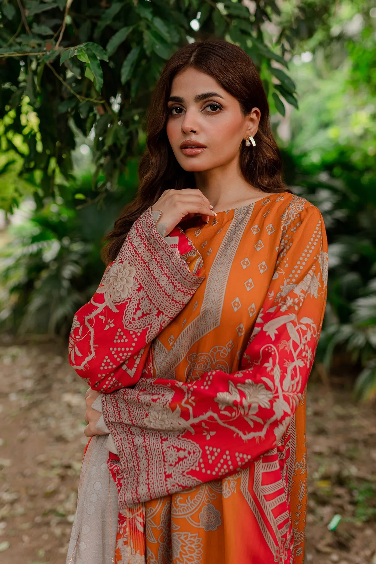 Charizma C-Print Linen Collection with Printed Wool Shawl – CPW-06