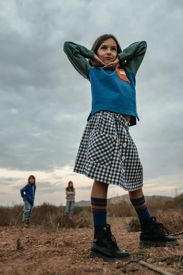 Chiara Skirt in Estate Blue Check