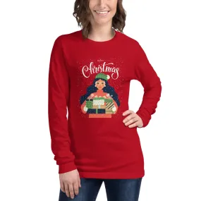 Christmas Girl Holding Gifts Women's Long Sleeve Tee