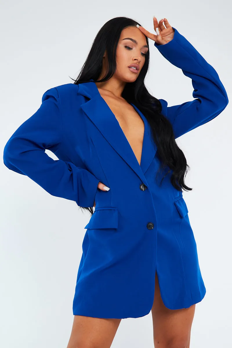 Cobalt Blue Oversized Blazer Dress - Janell