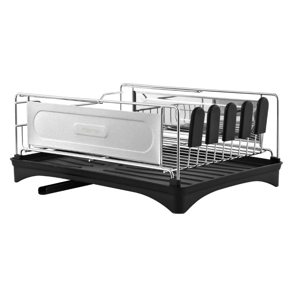 Compact 2-Tier Dish Drying Rack & Deep Drain Tray