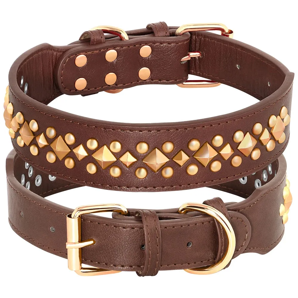 Cool Spiked Studded Leather Dog Collar - Adjustable for Small, Medium, & Large Dogs | Durable & Stylish