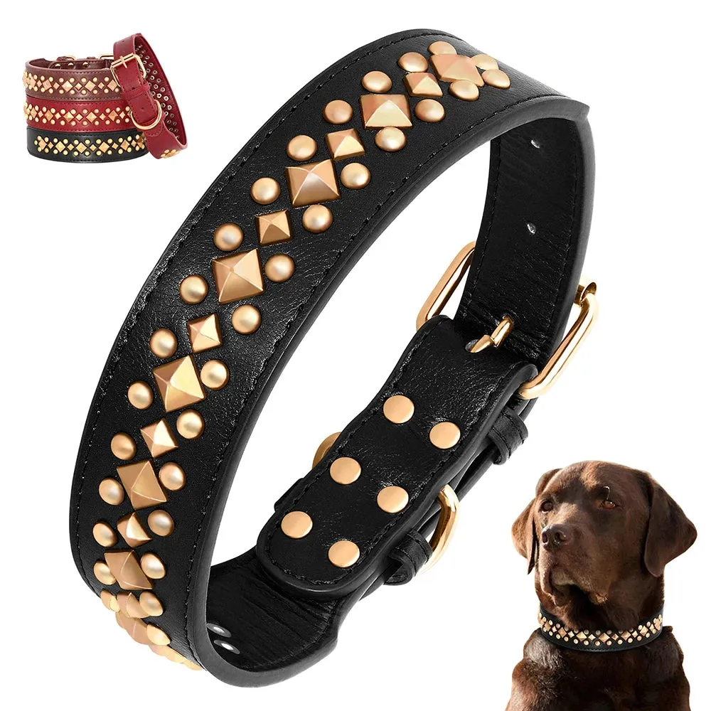 Cool Spiked Studded Leather Dog Collar - Adjustable for Small, Medium, & Large Dogs | Durable & Stylish