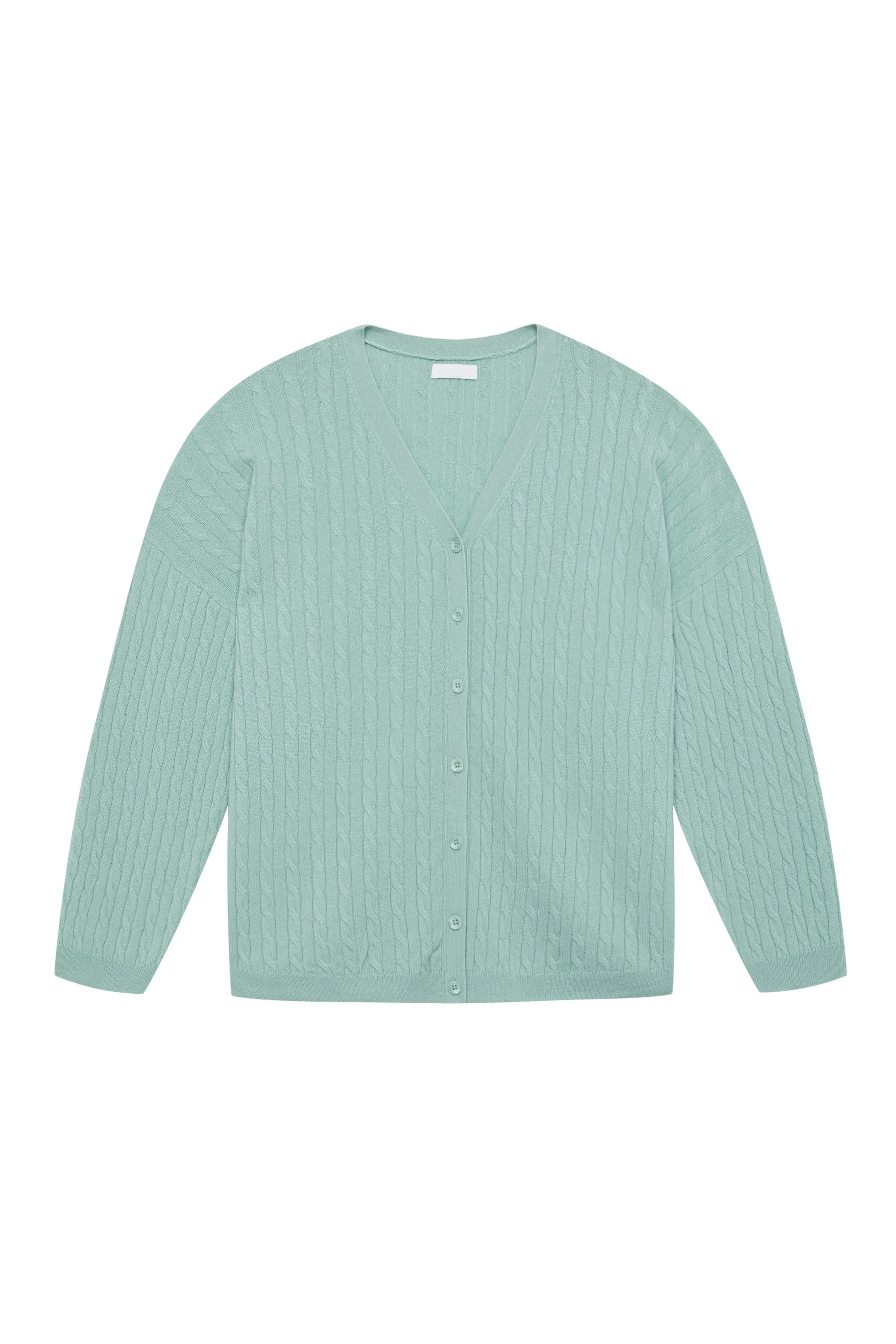 COOPER CABLE KNIT CARDIGAN | SEAFOAM