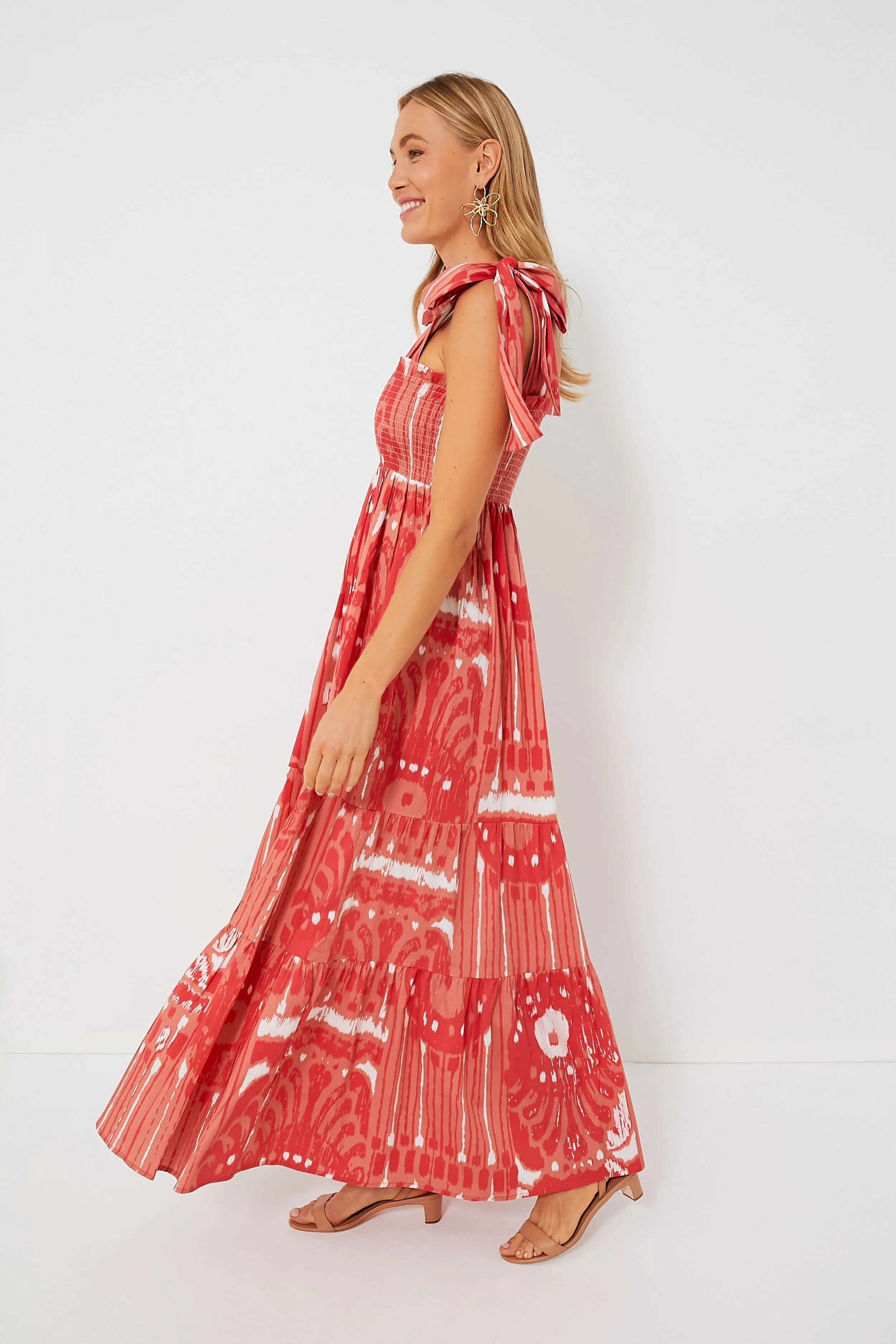 Coral Moroccan Ikat Kelly Dress