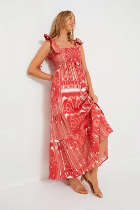 Coral Moroccan Ikat Kelly Dress