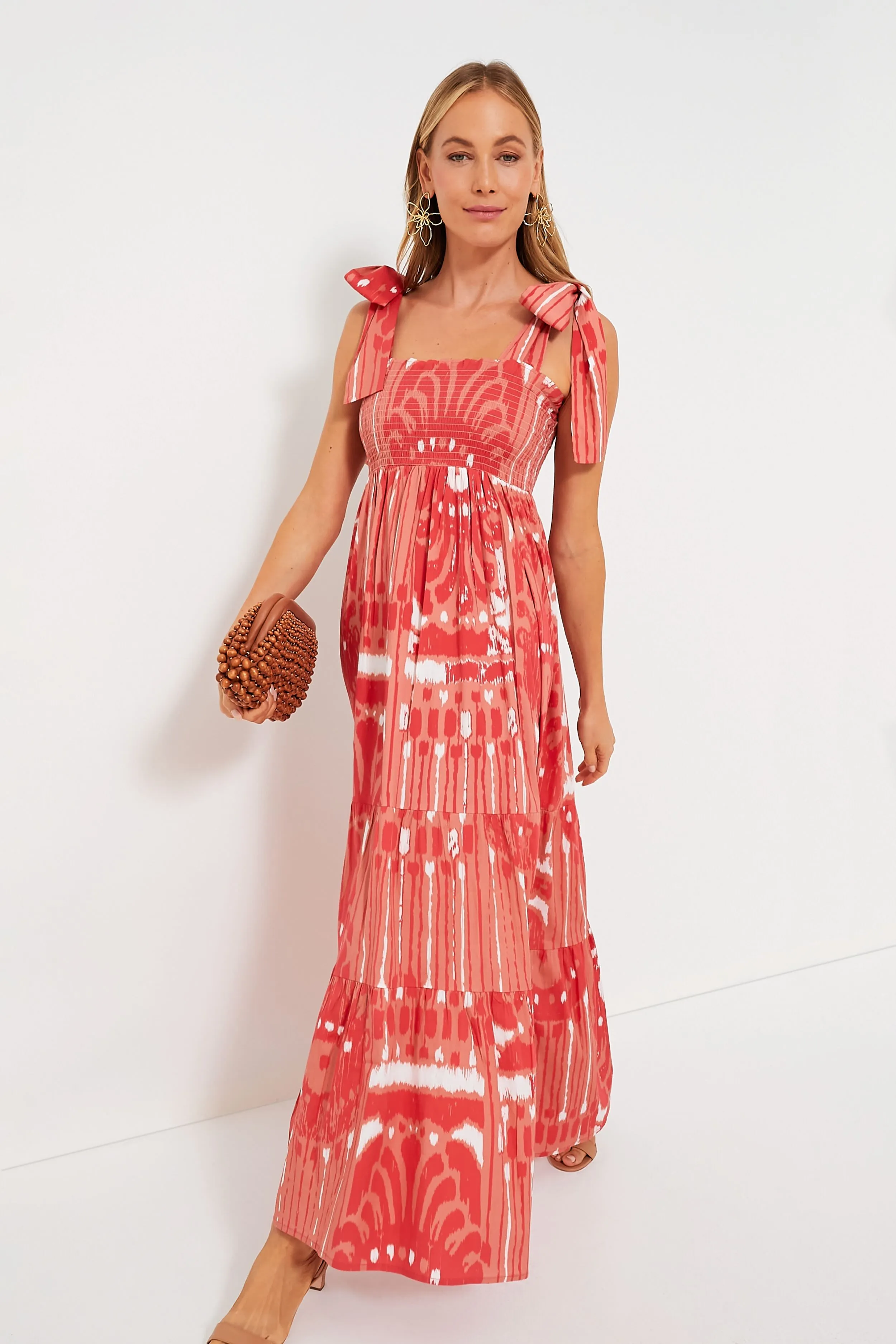 Coral Moroccan Ikat Kelly Dress