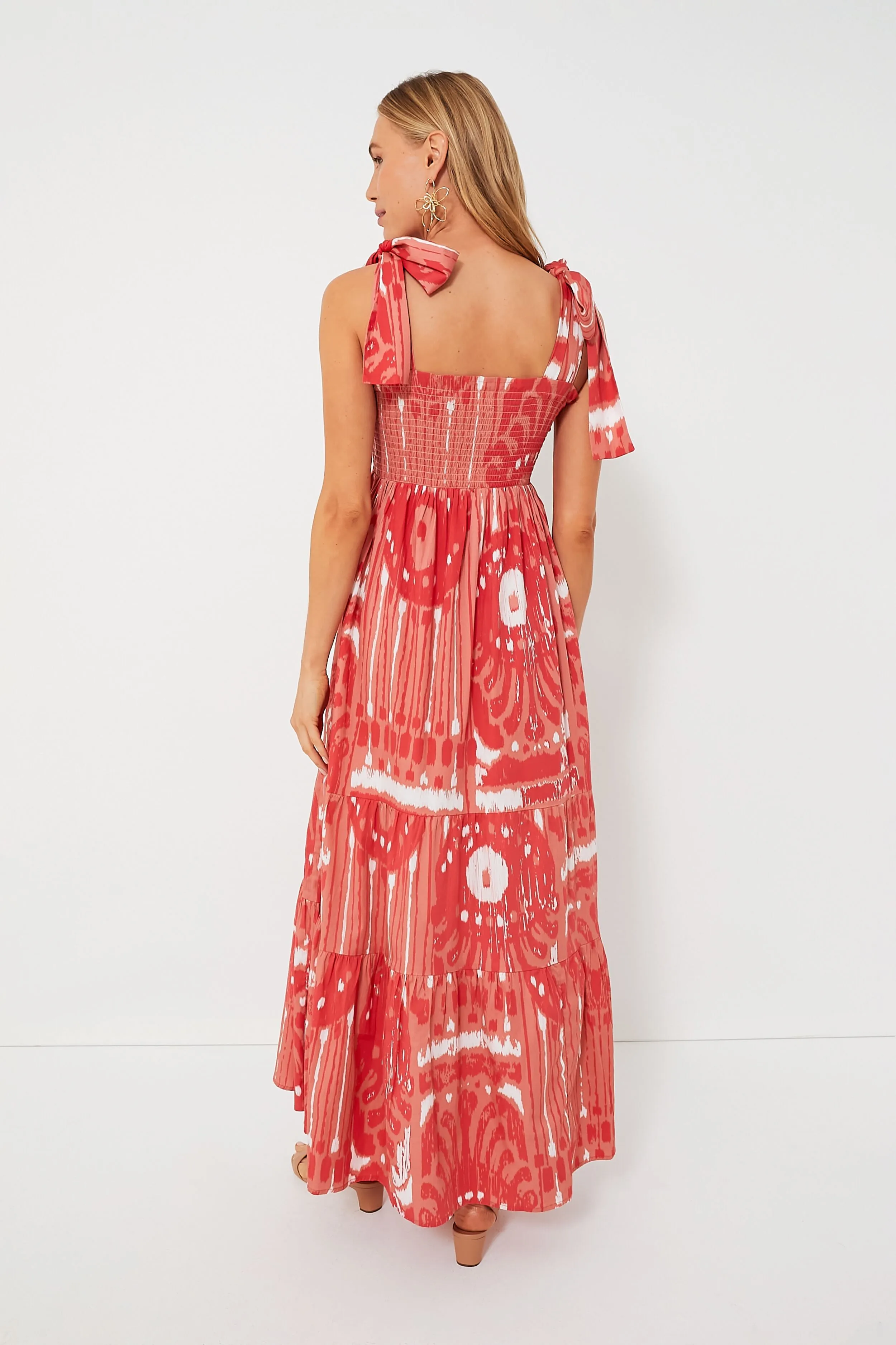 Coral Moroccan Ikat Kelly Dress