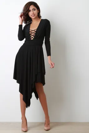 Corset Layered Asymmetrical Midi Dress